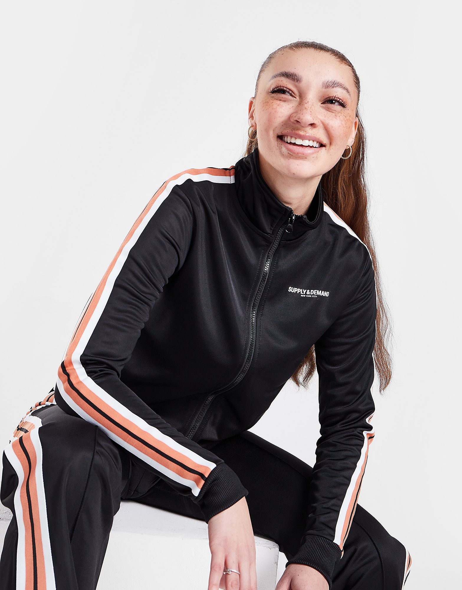 

Supply & Demand Stripe Full Zip Track Top - Only at JD - Black - Womens, Black