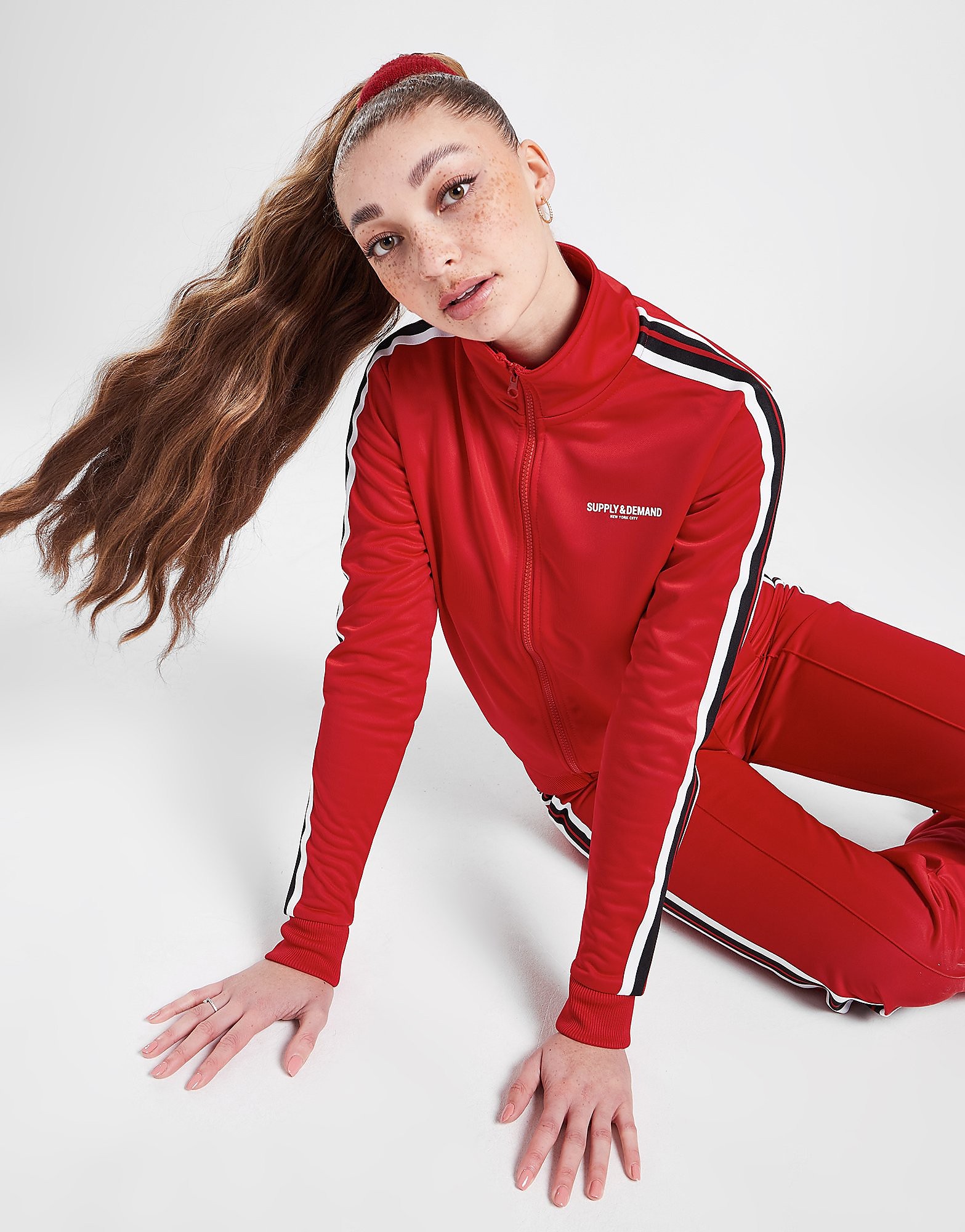 

Supply & Demand Stripe Full Zip Track Top - Only at JD - Red - Womens, Red