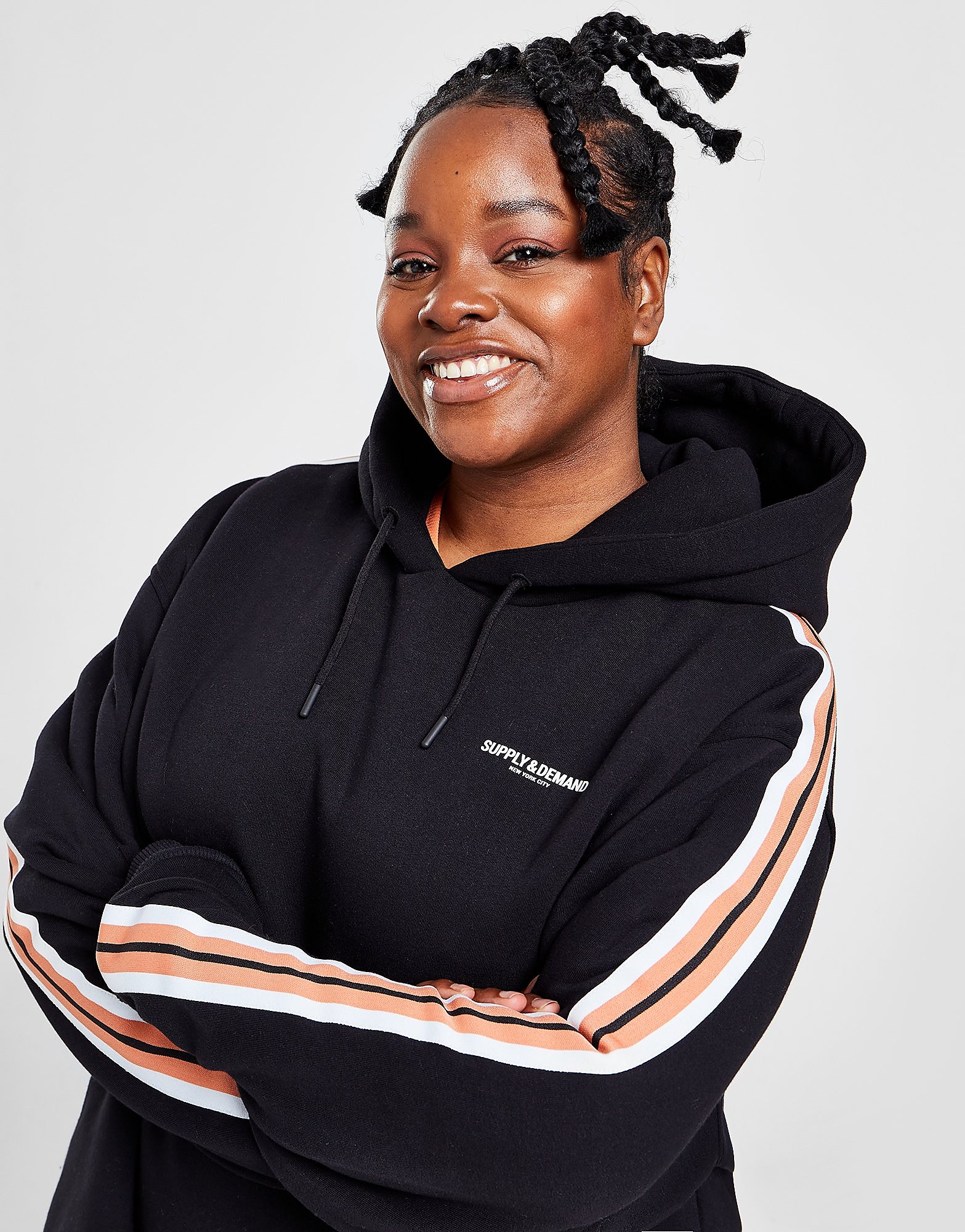 

Supply & Demand Plus Size Athletic Stripe Hoodie - Only at JD - Black - Womens, Black