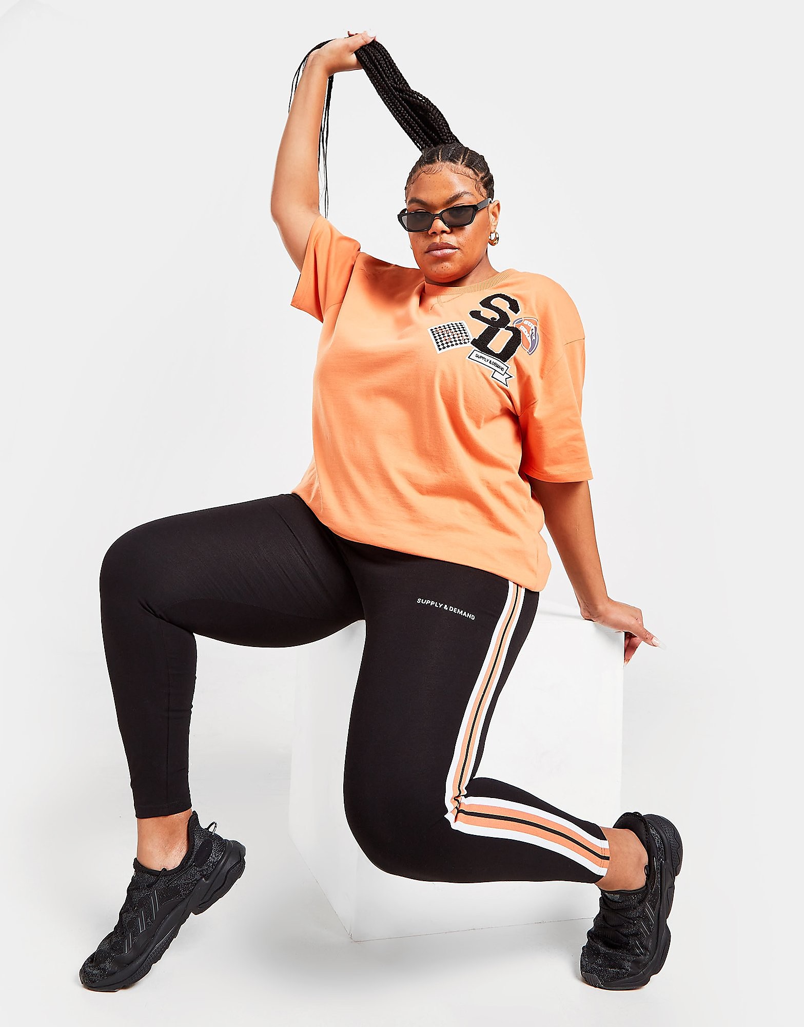 Supply & Demand Plus Size Athletic Stripe Leggings - Only at JD - Black - Womens, Black