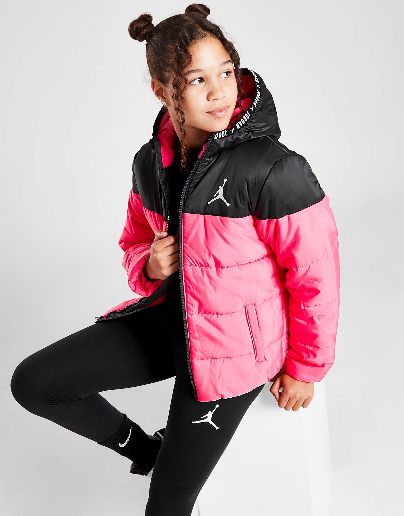 

Jordan Girls' Colour Block Padded Jacket Junior - Pink/Black - Kids, Pink/Black
