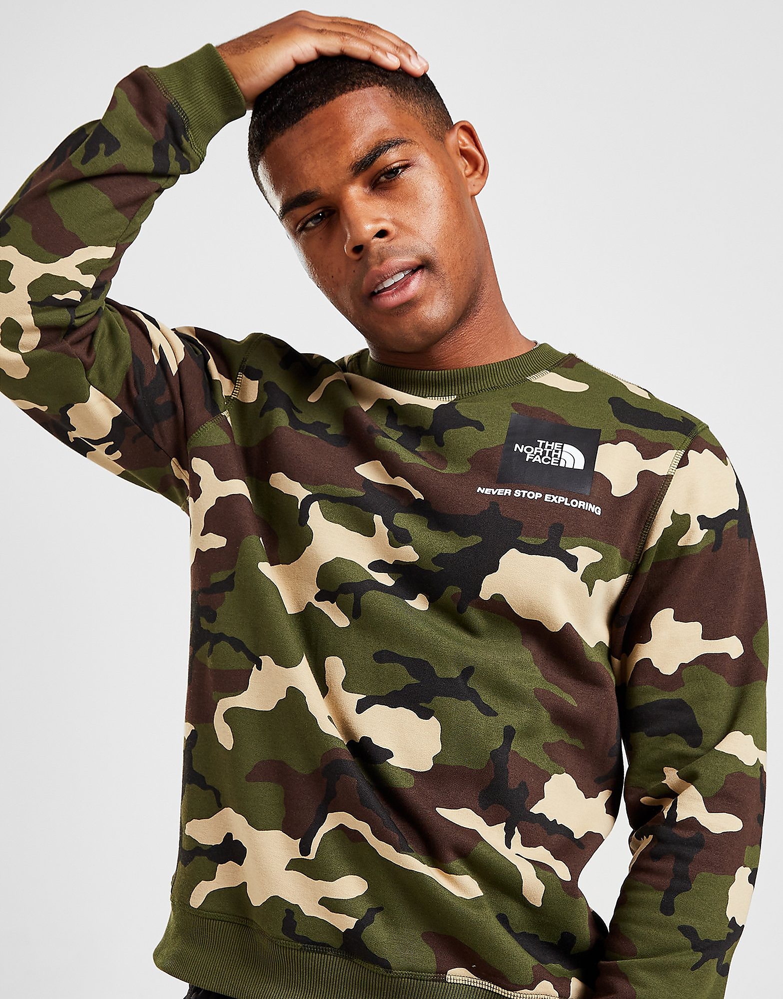 

The North Face Camo Fine Box Crew Sweatshirt - Only at JD - Green - Mens, Green