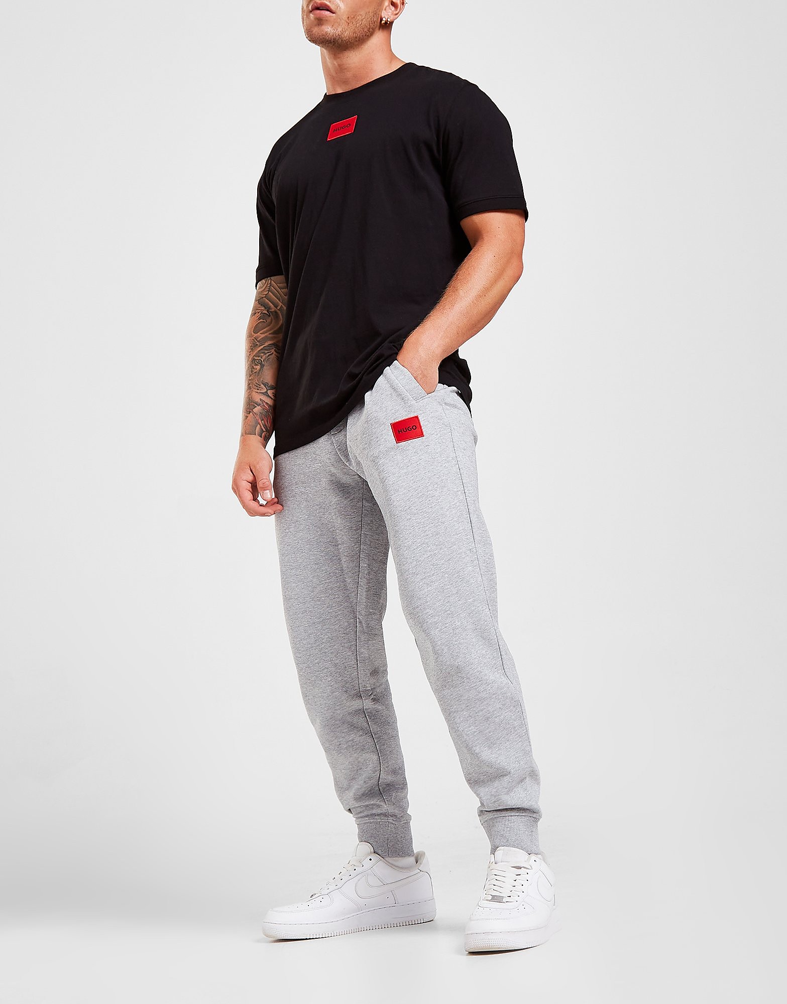 HUGO Joggers Doak Square Logo - Cinzento - Mens, Cinzento