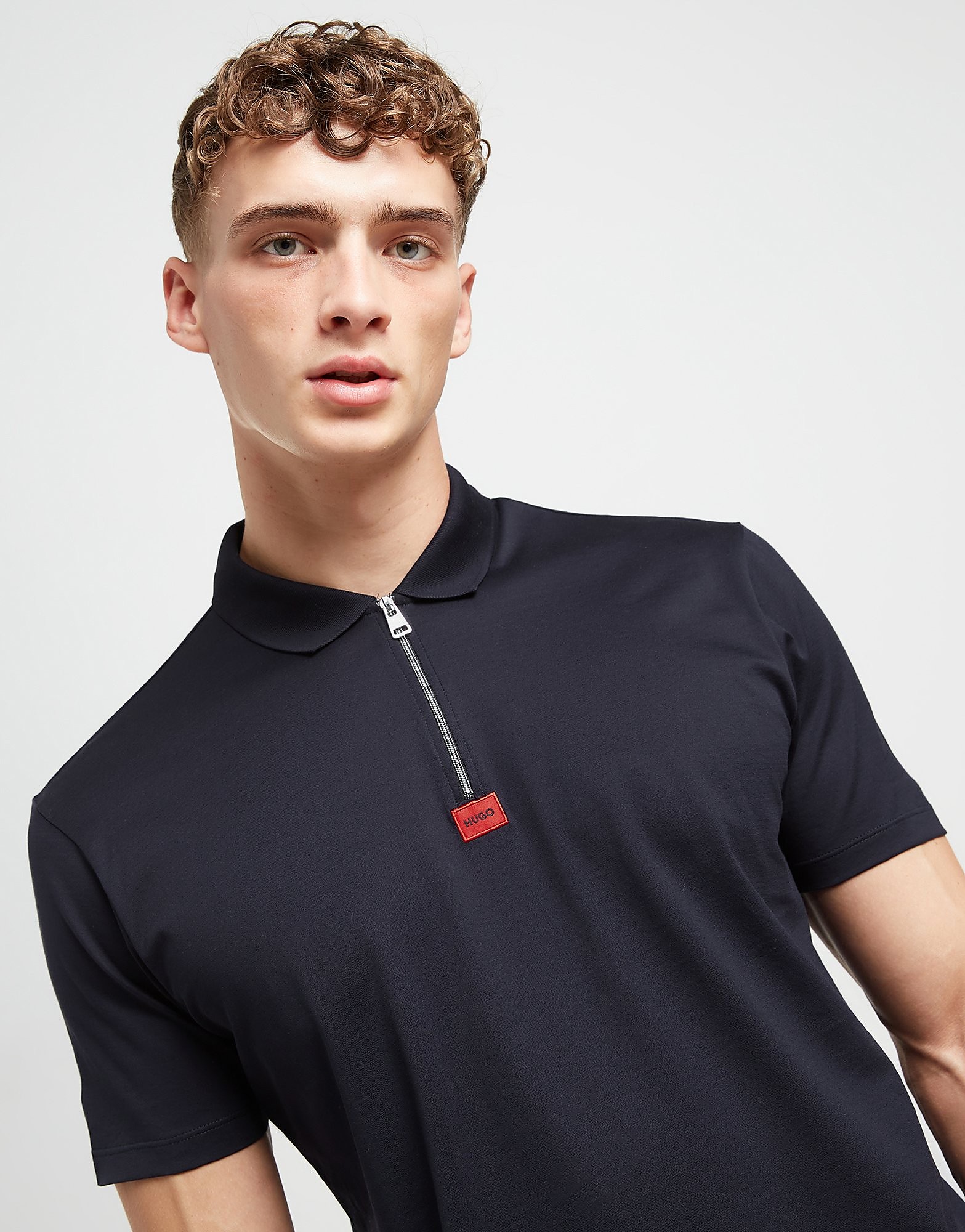 

HUGO Deresom Zip Polo Shirt - Blue - Mens, Blue