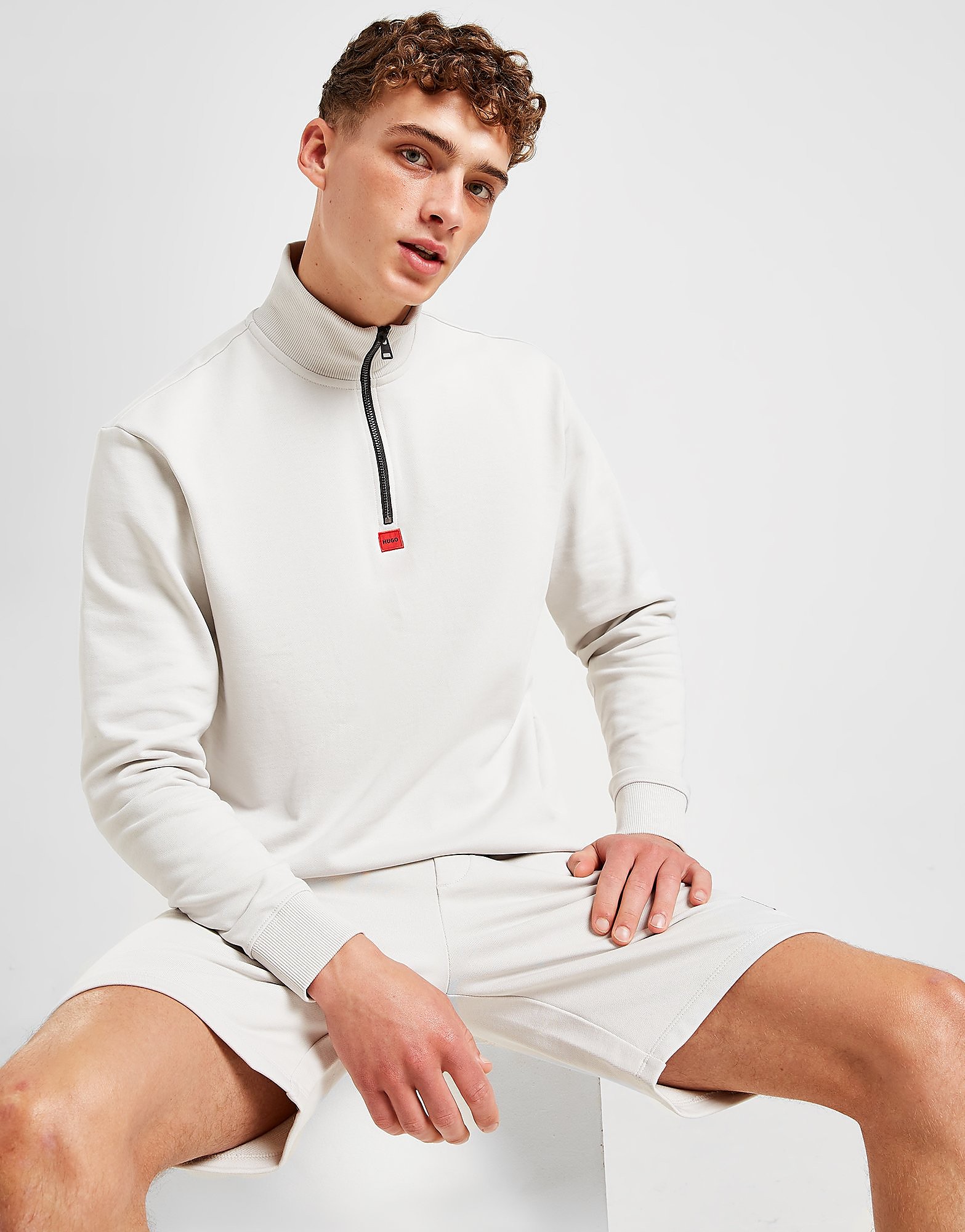 

HUGO Durty 1/2 Zip Sweatshirt - Brown - Mens, Brown