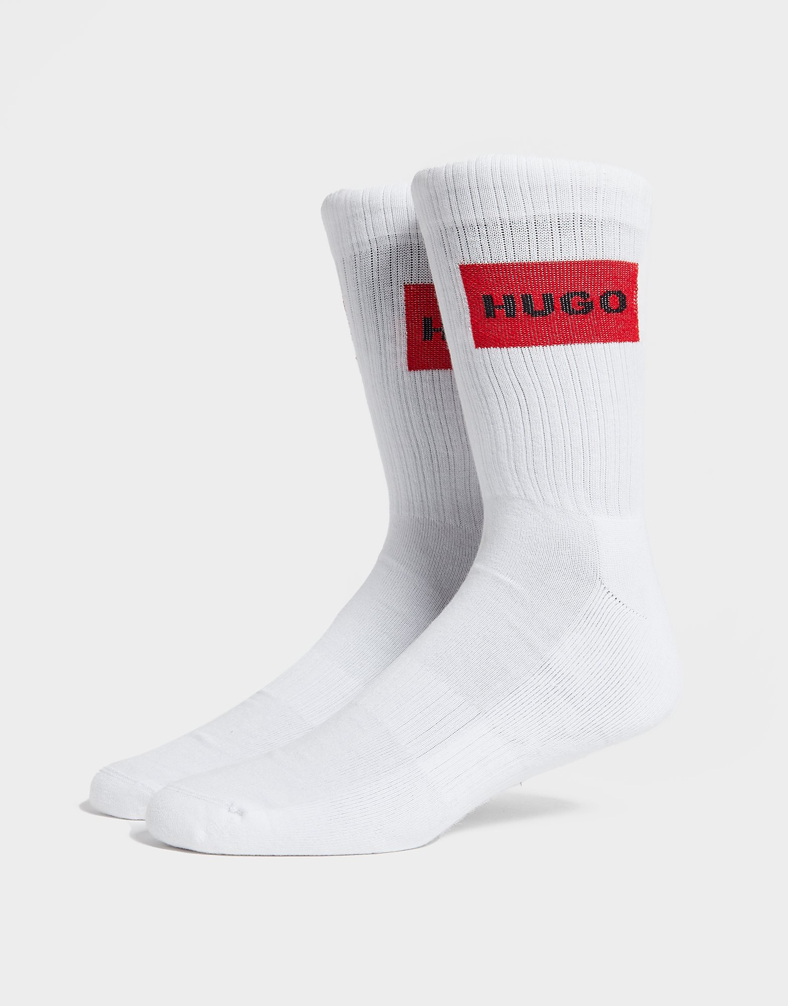 

HUGO 2 Pack Rib Label Socks - White - Womens, White