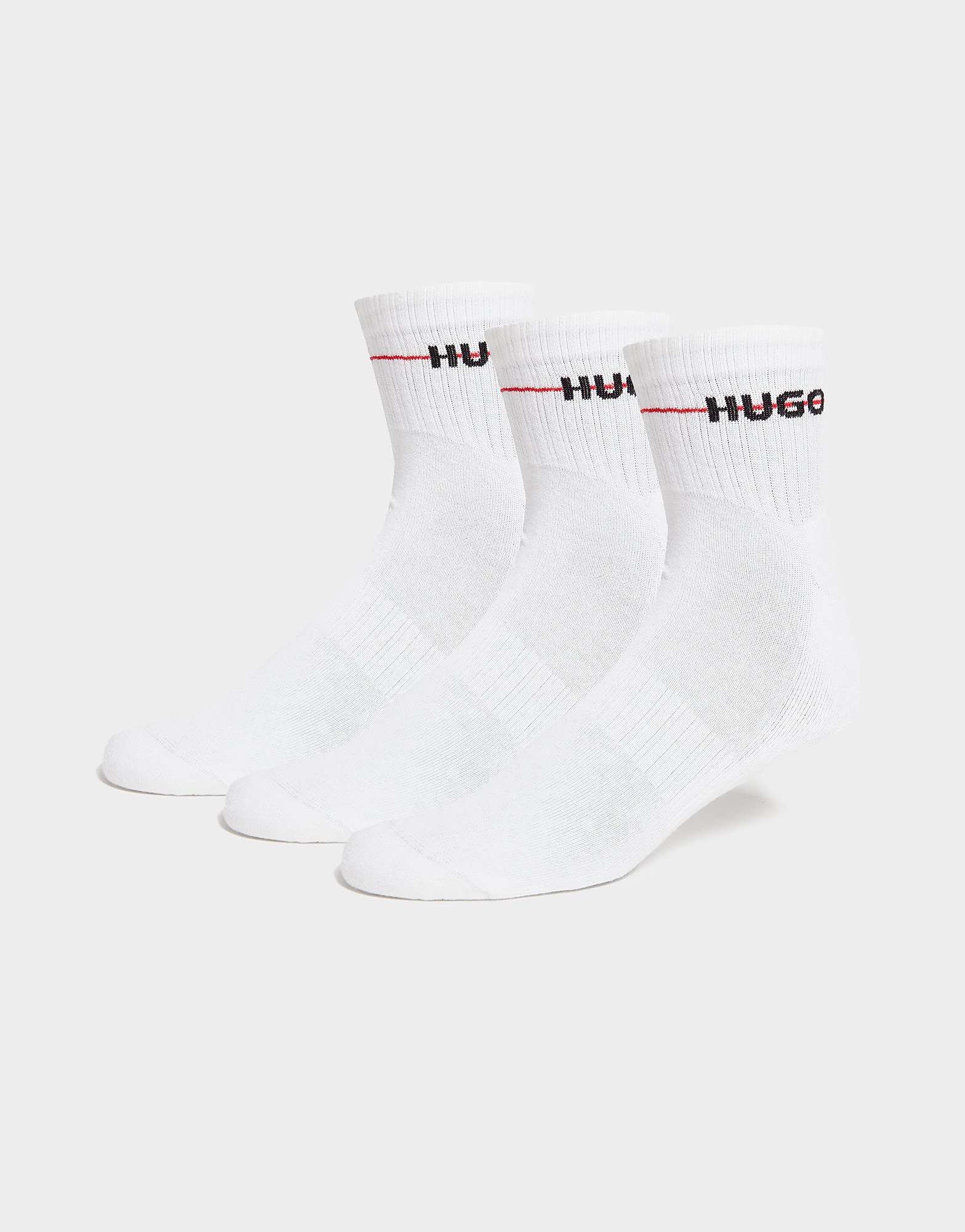 

HUGO 3-Pack Ribbed Logo Socks - White - Womens, White