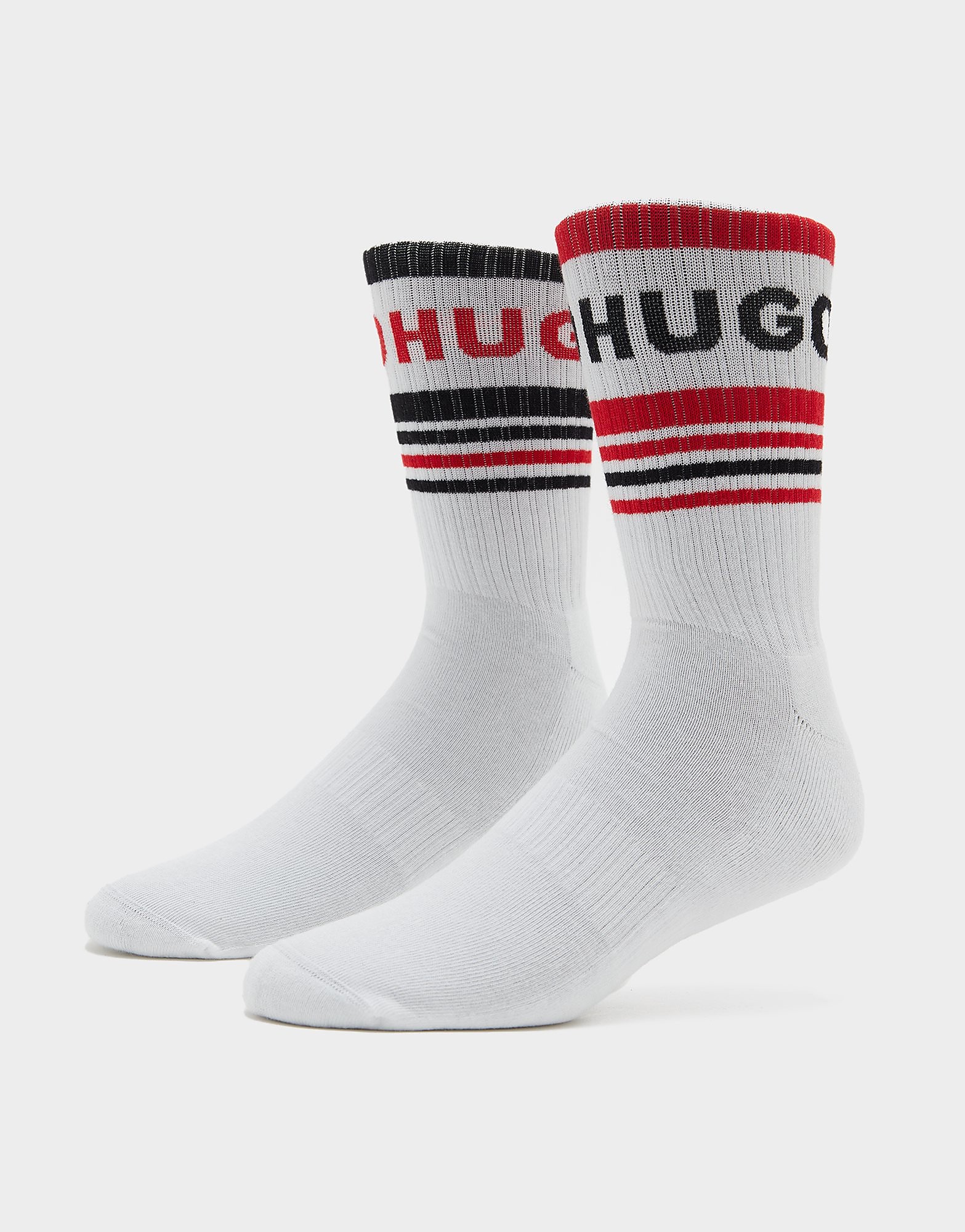 

HUGO 2 Pack Ribbed Logo Socks - White - Womens, White