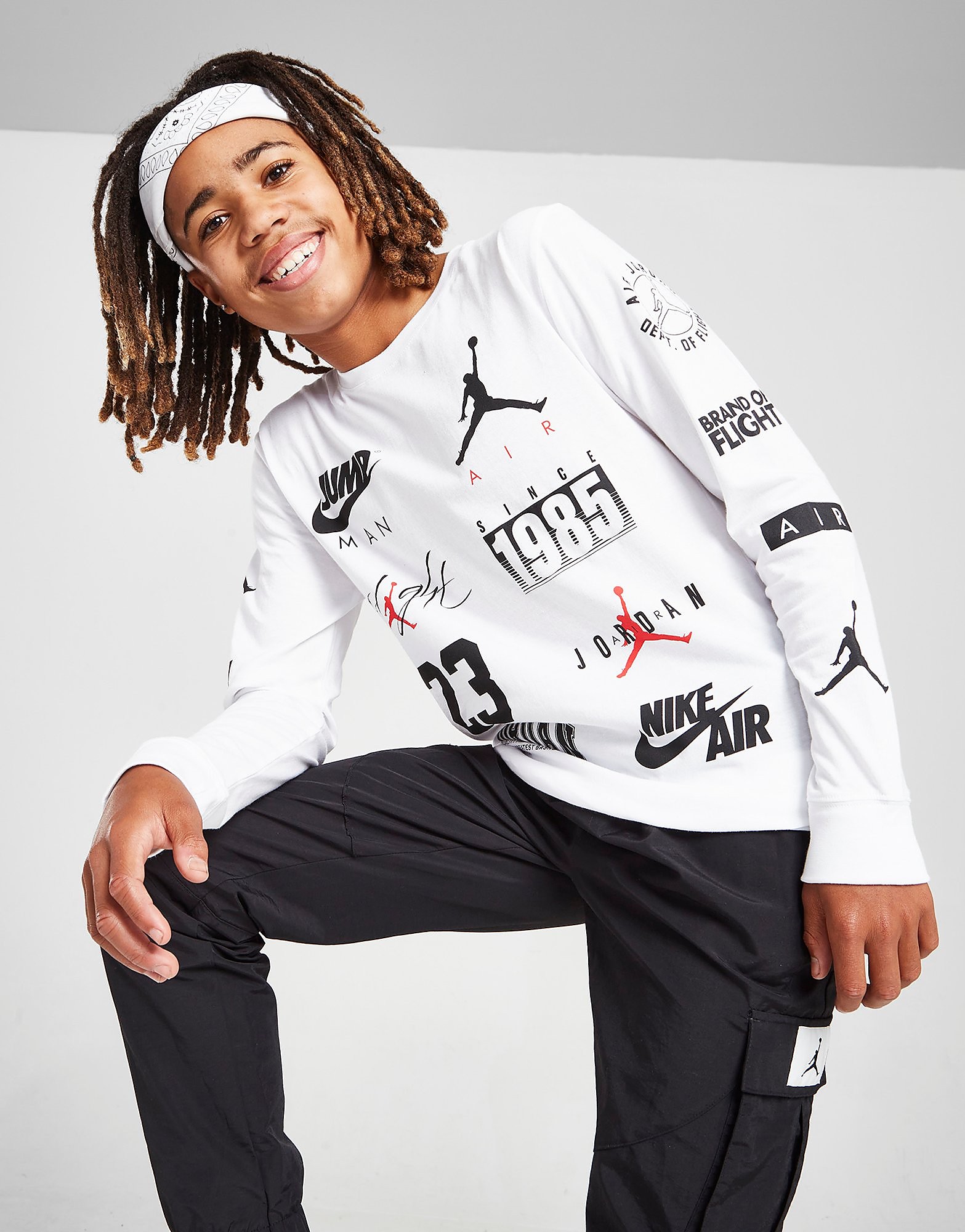 

Jordan Multi Logo Long Sleeve T-Shirt Junior - White - Kids, White