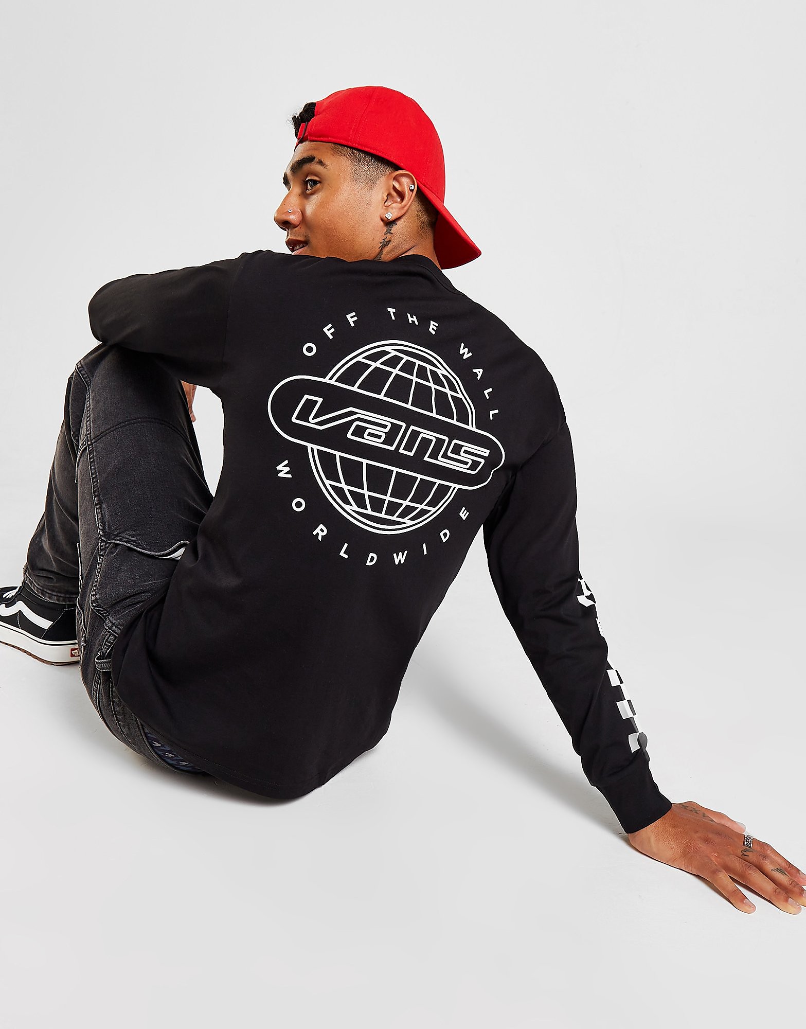 

Vans Worldwide Long Sleeve T-Shirt - Black - Mens, Black