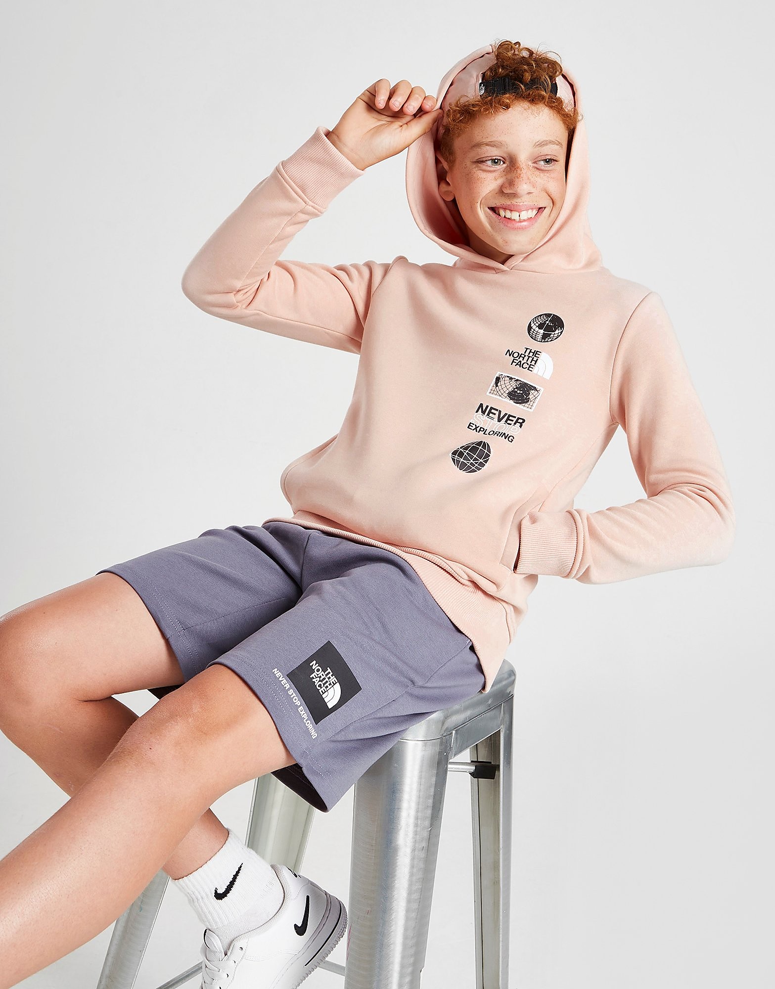 

The North Face Logo Overhead Fleece Hoodie Junior - Only at JD - Pink - Kids, Pink