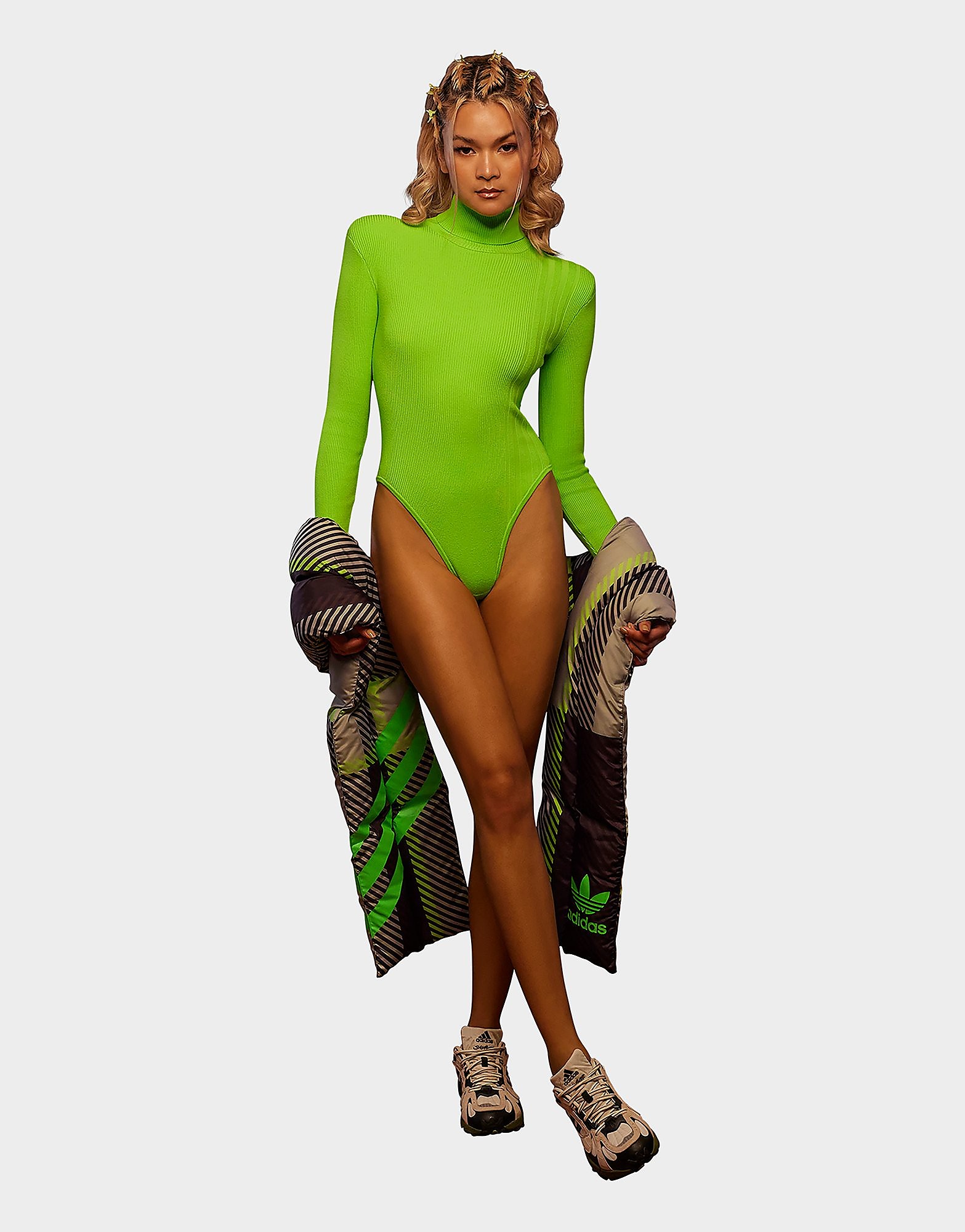 adidas x IVY PARK Rib Knit Bodysuit - Semi Solar Slime - Womens, Semi Solar Slime