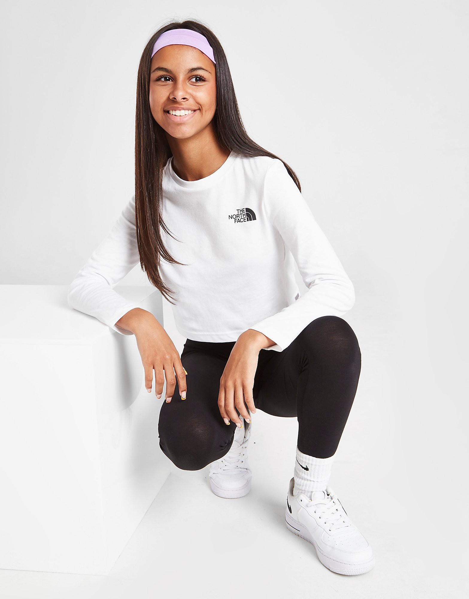

The North Face Girls' Long Sleeve Simple Dome Crop Top Junior - White - Kids, White