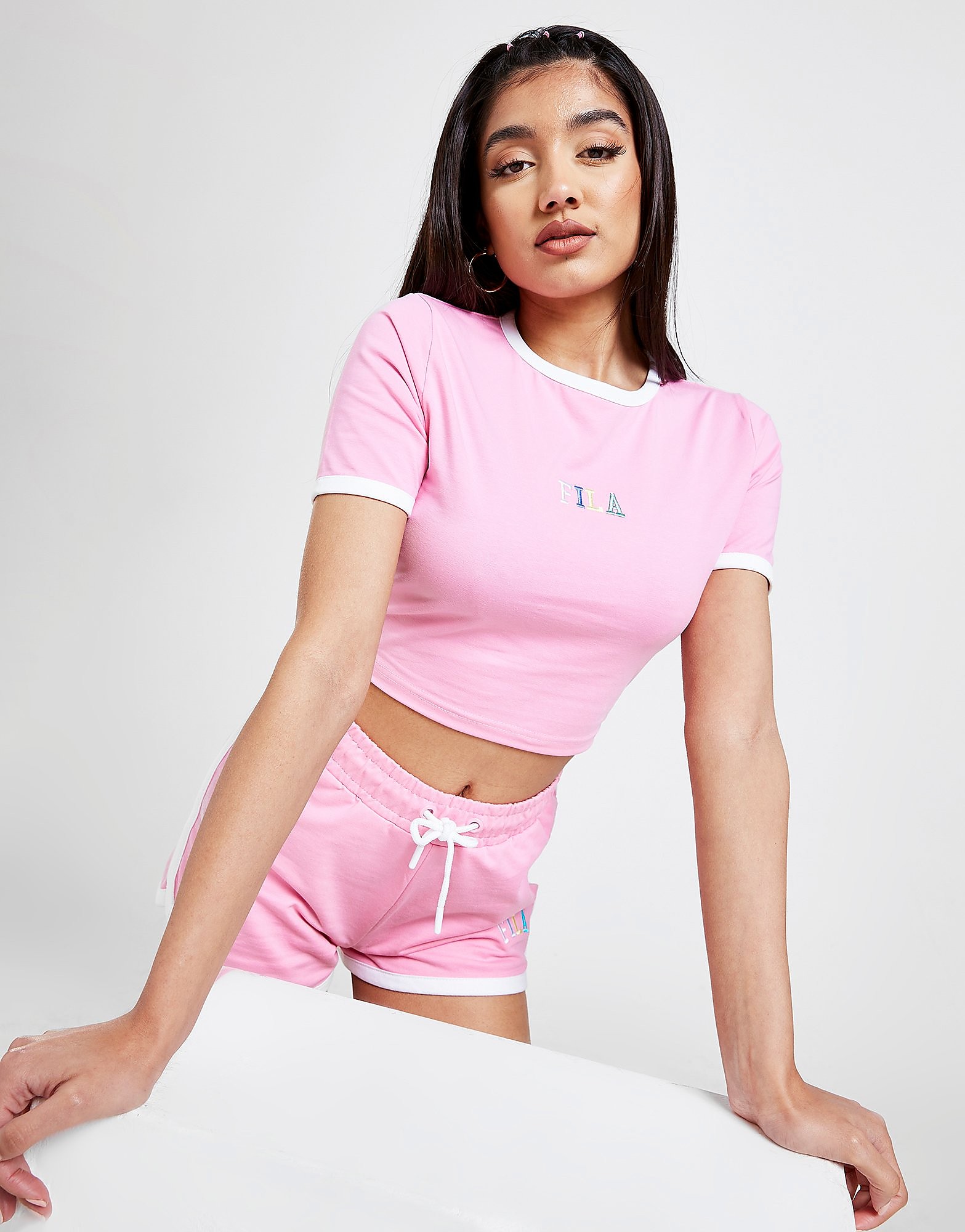 

Fila Varsity Ringer T-Shirt - Pink, Pink