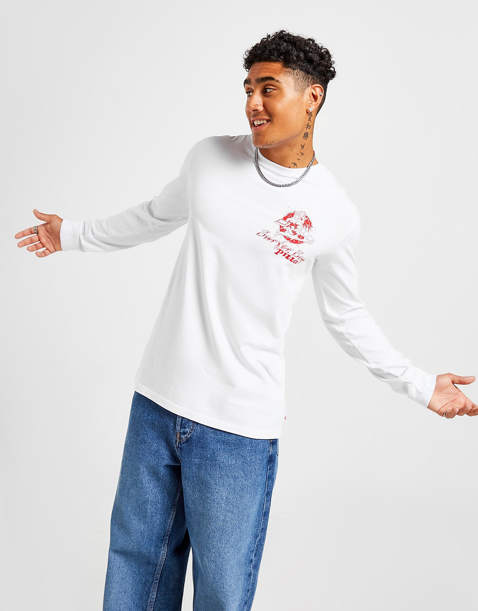 

Quiksilver x Stranger Things Pizza Long Sleeve T-Shirt - White - Mens, White