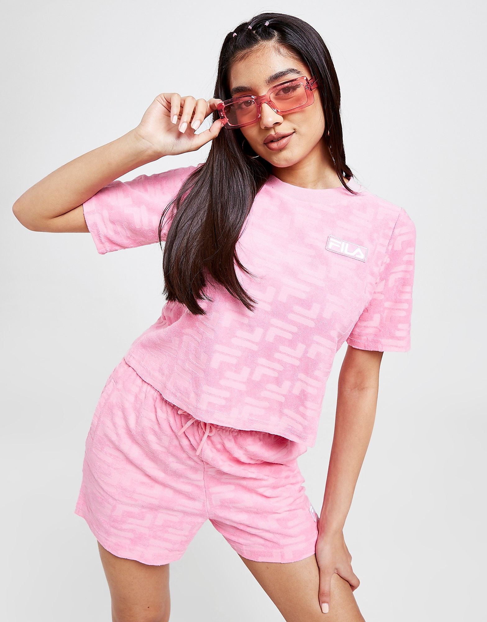 

Fila All Over Print Towel Boxy T-Shirt - Pink, Pink