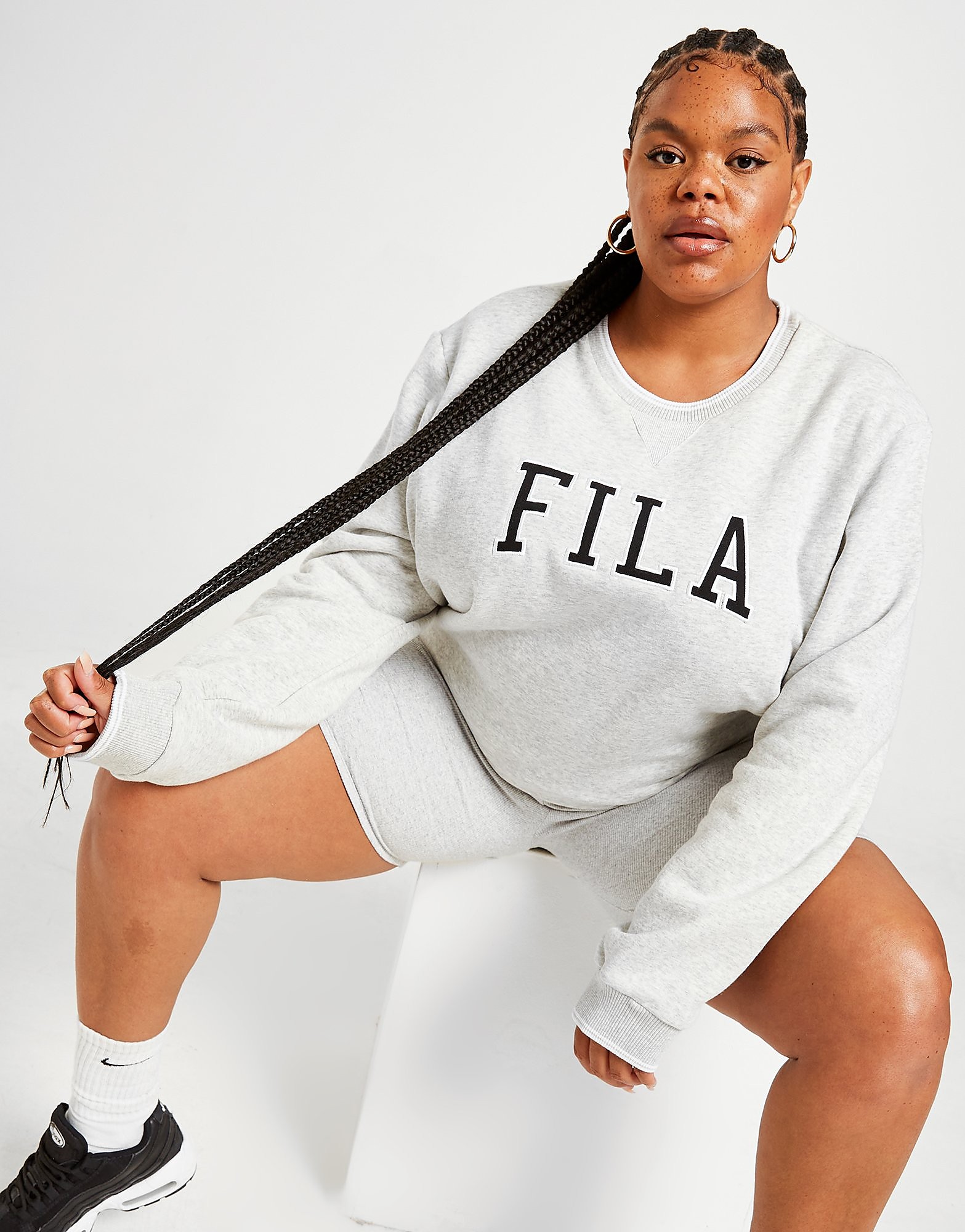 

Fila Plus Size Embroidered Logo Rib Crew Sweatshirt - Grey - Womens, Grey