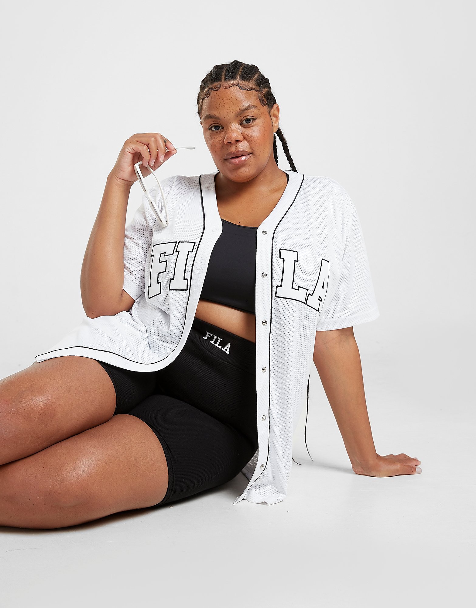 

Fila Mesh Plus Size Baseball T-Shirt - White - Womens, White