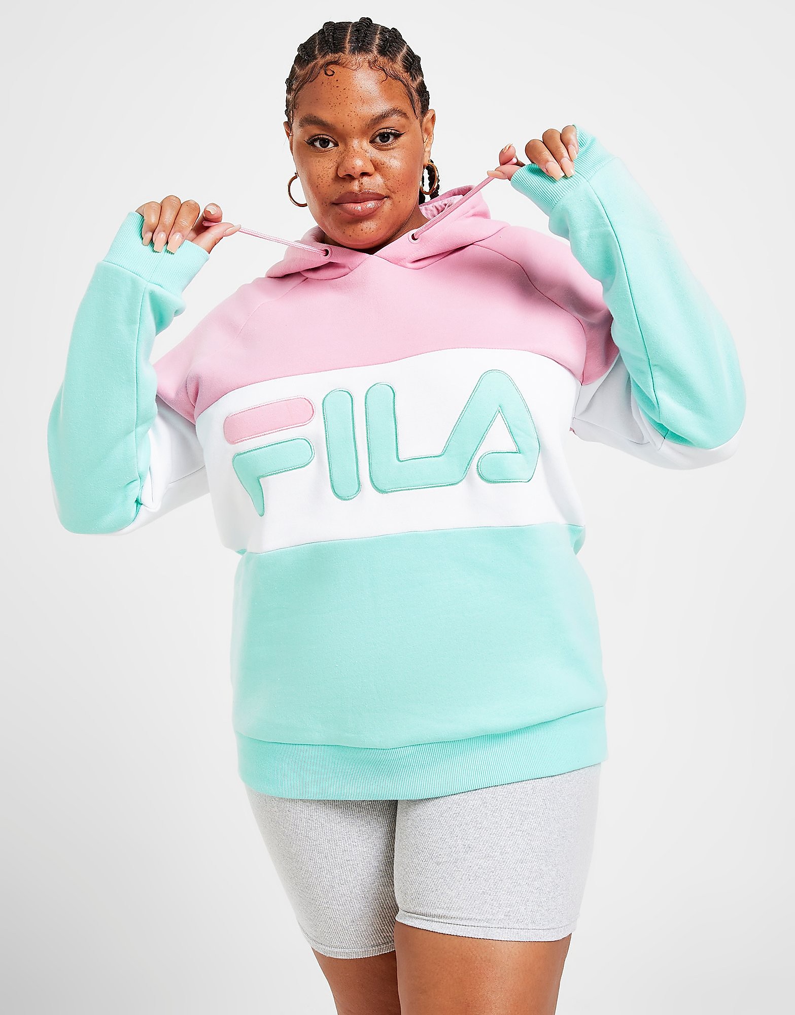 

Fila Plus Size Colour Block Boyfriend Hoodie - Green - Womens, Green