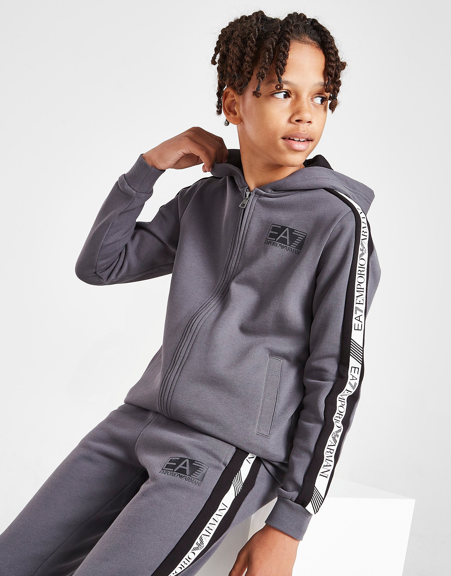 

Emporio Armani EA7 Tape Zip Up Hoodie Junior - Grey - Kids, Grey