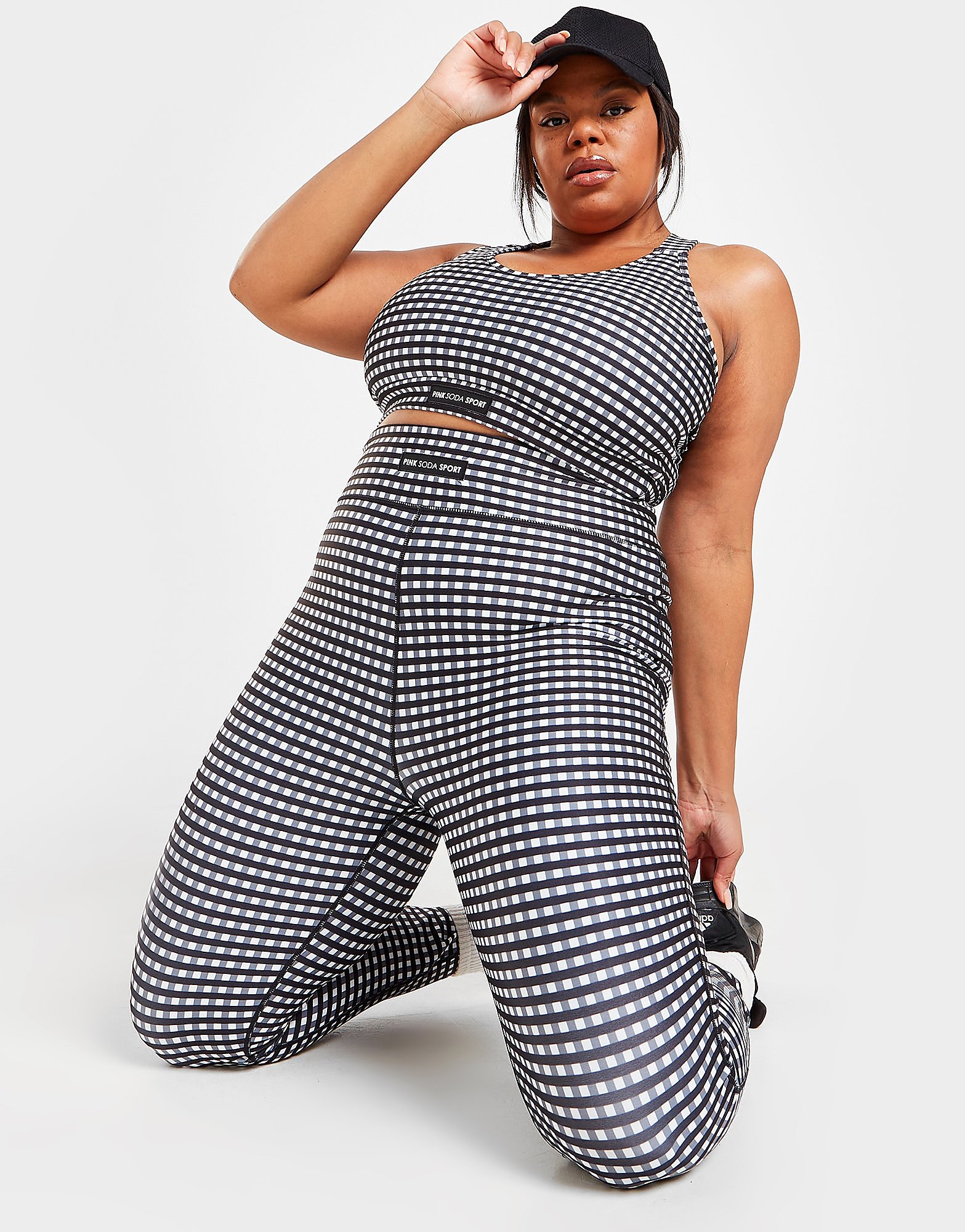 

Pink Soda Sport Plus Size Gingham Tights - Black - Womens, Black