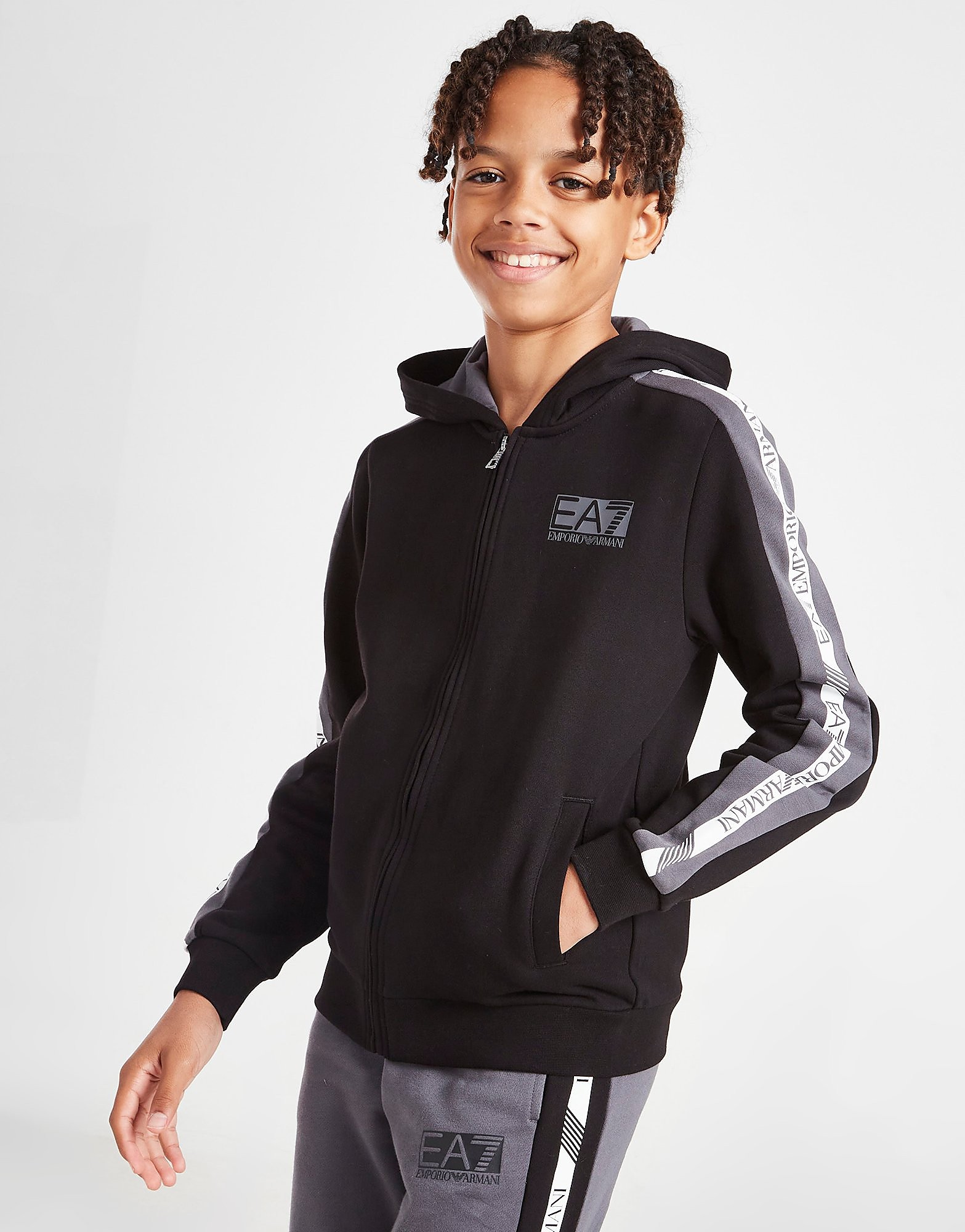 

Emporio Armani EA7 Tape Zip Up Hoodie Junior - Black - Kids, Black