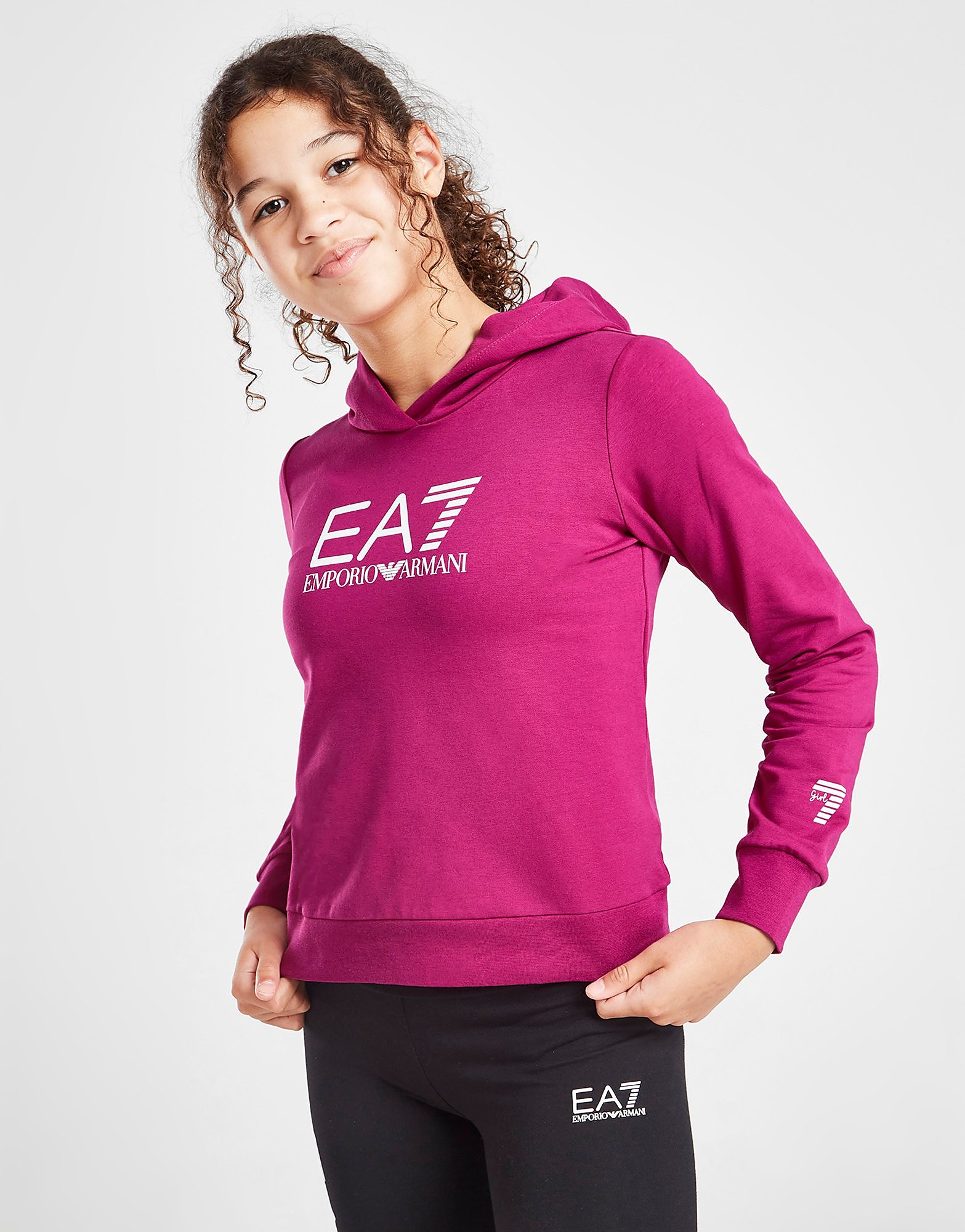 

Emporio Armani EA7 Girls' Crop Overhead Large Logo Hoodie Junior - Pink - Kids, Pink
