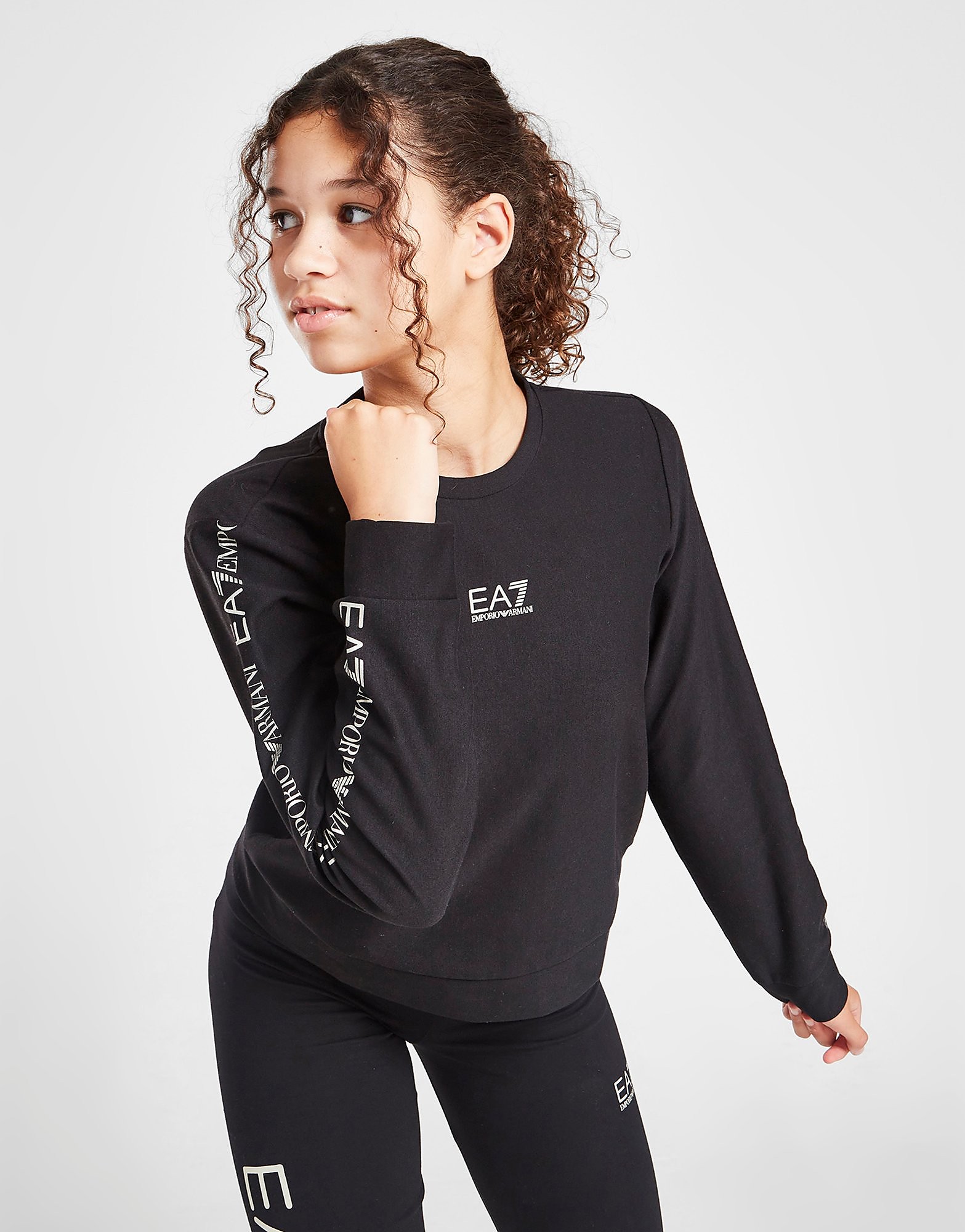 

Emporio Armani EA7 Girls' Crew Sweatshirt Junior - Black - Kids, Black