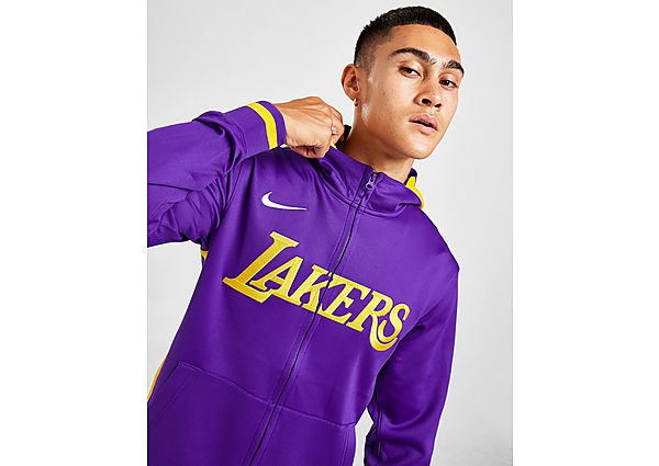 Nike NBA Los Angeles Lakers Showtime Full Zip Hoodie - Purple/Yellow - Mens, Purple/Yellow