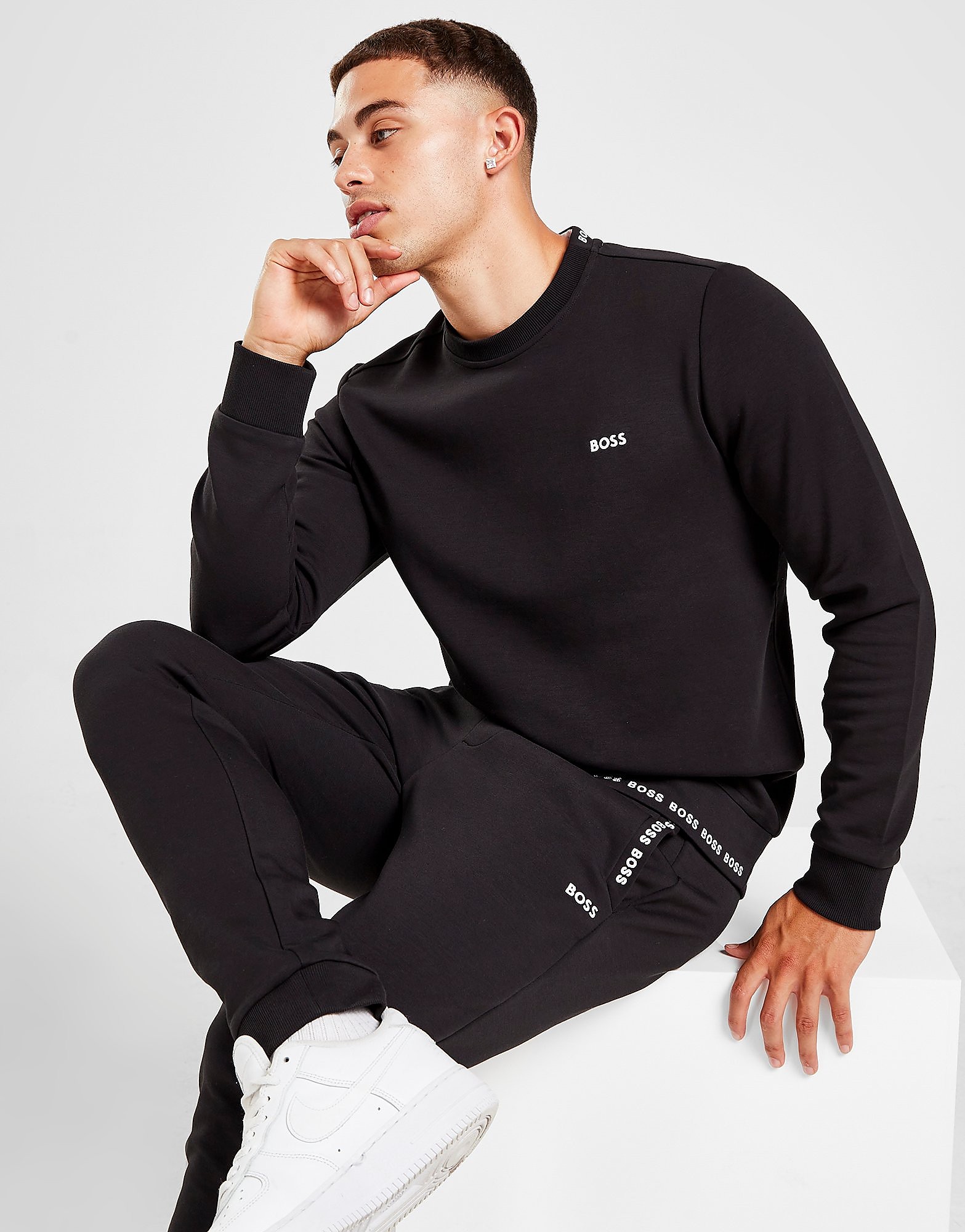 

BOSS Repeat Logo Crew Sweatshirt - Only at JD - Black - Mens, Black