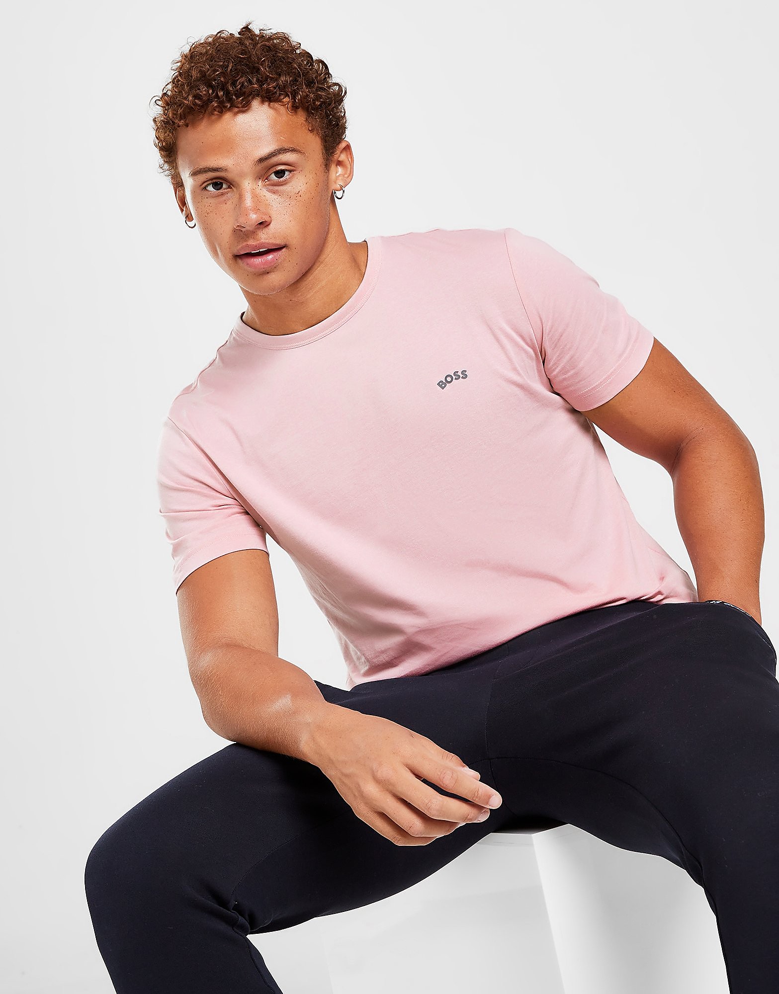 

BOSS Core Curved Logo T-Shirt - Pink - Mens, Pink