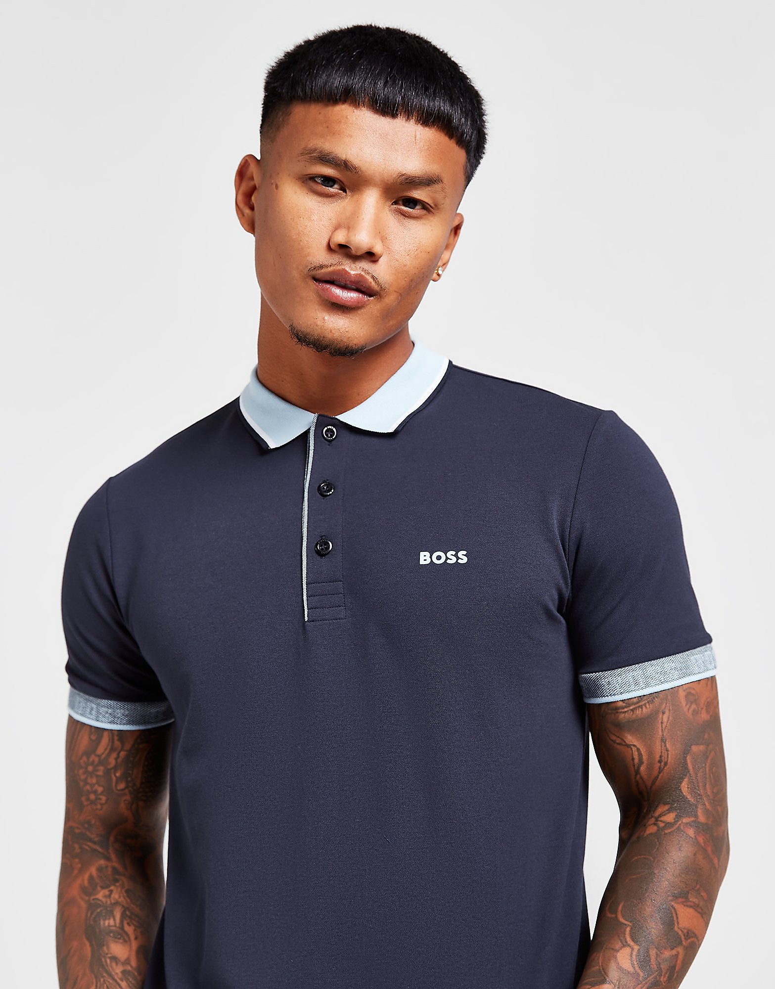 

BOSS Paule Cuff Polo Shirt - Blue - Mens, Blue