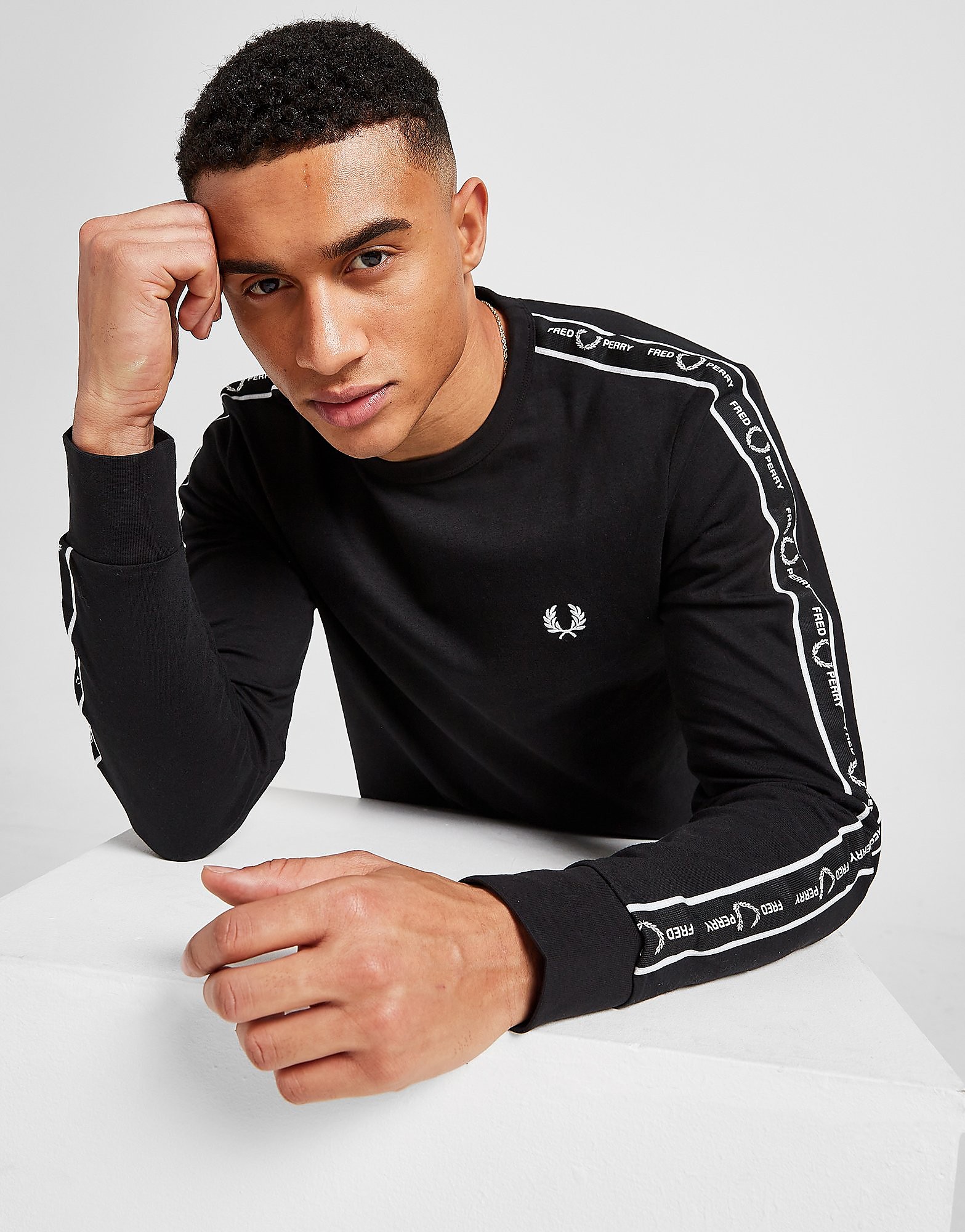 

Fred Perry Long Sleeve Taped Ringer T-Shirt - Black - Mens, Black