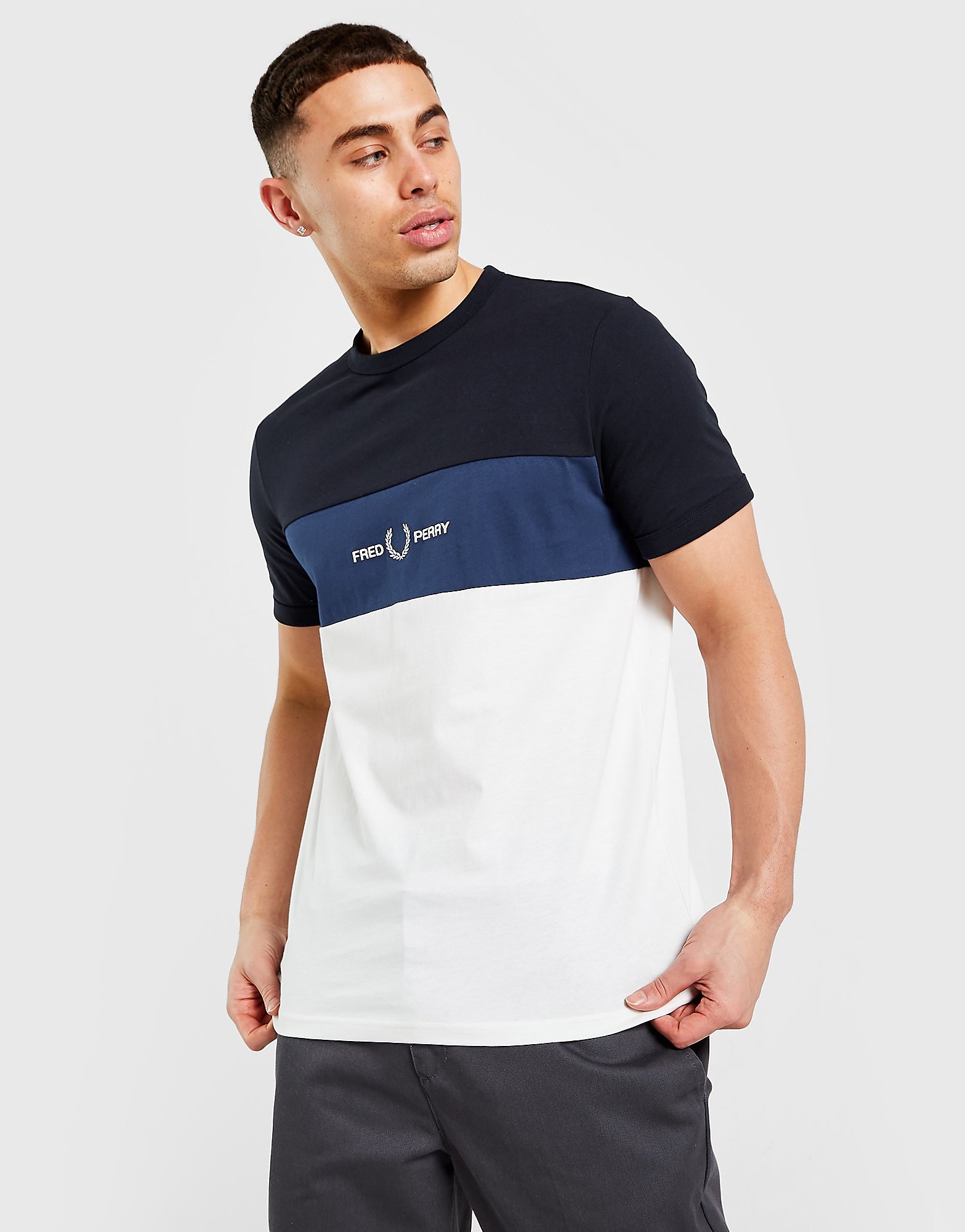 

Fred Perry Colour Block T-Shirt - Navy - Mens, Navy