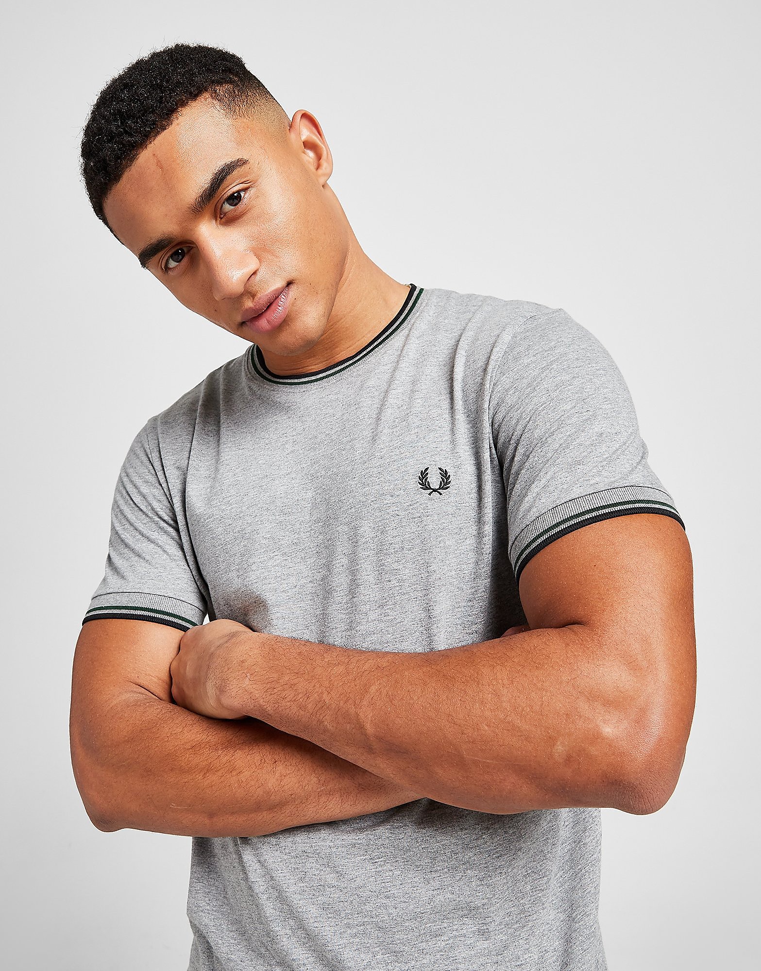 

Fred Perry Twin Tipped Ringer Short Sleeve T-Shirt - Grey - Mens, Grey