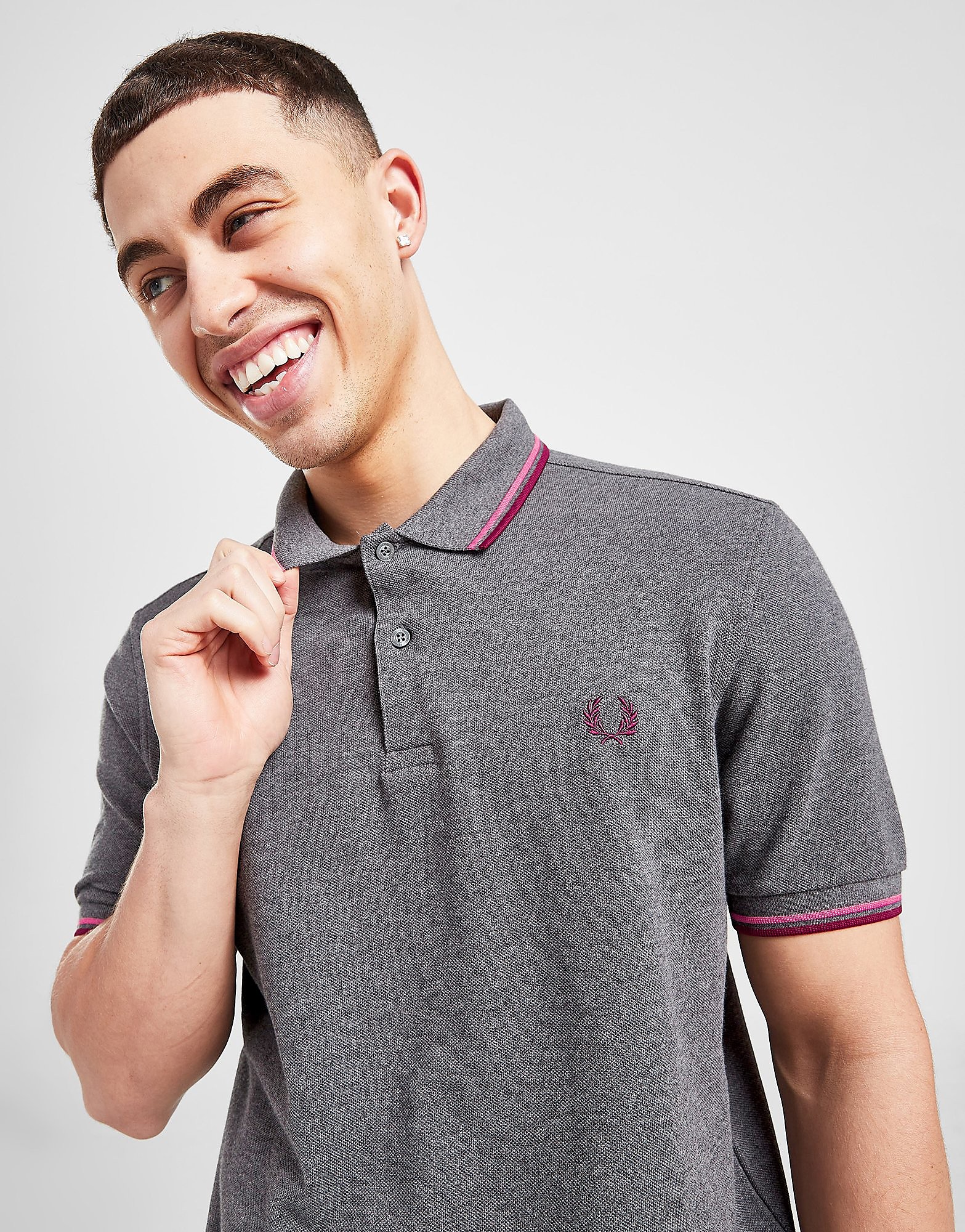 

Fred Perry Twin Tipped Polo Shirt - Grey/Pink - Mens, Grey/Pink