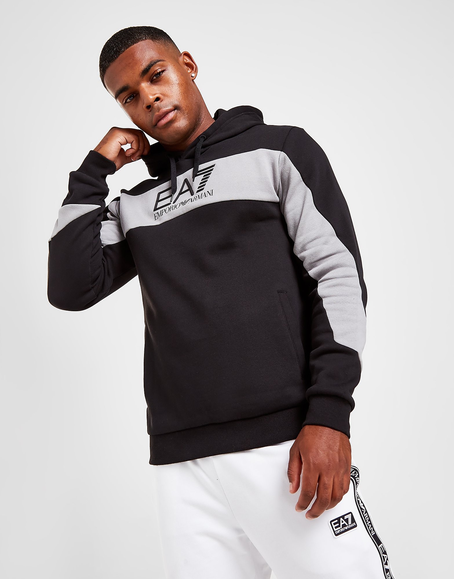 

Emporio Armani EA7 Colour Block Overhead Hoodie - Only at JD - Black - Mens, Black