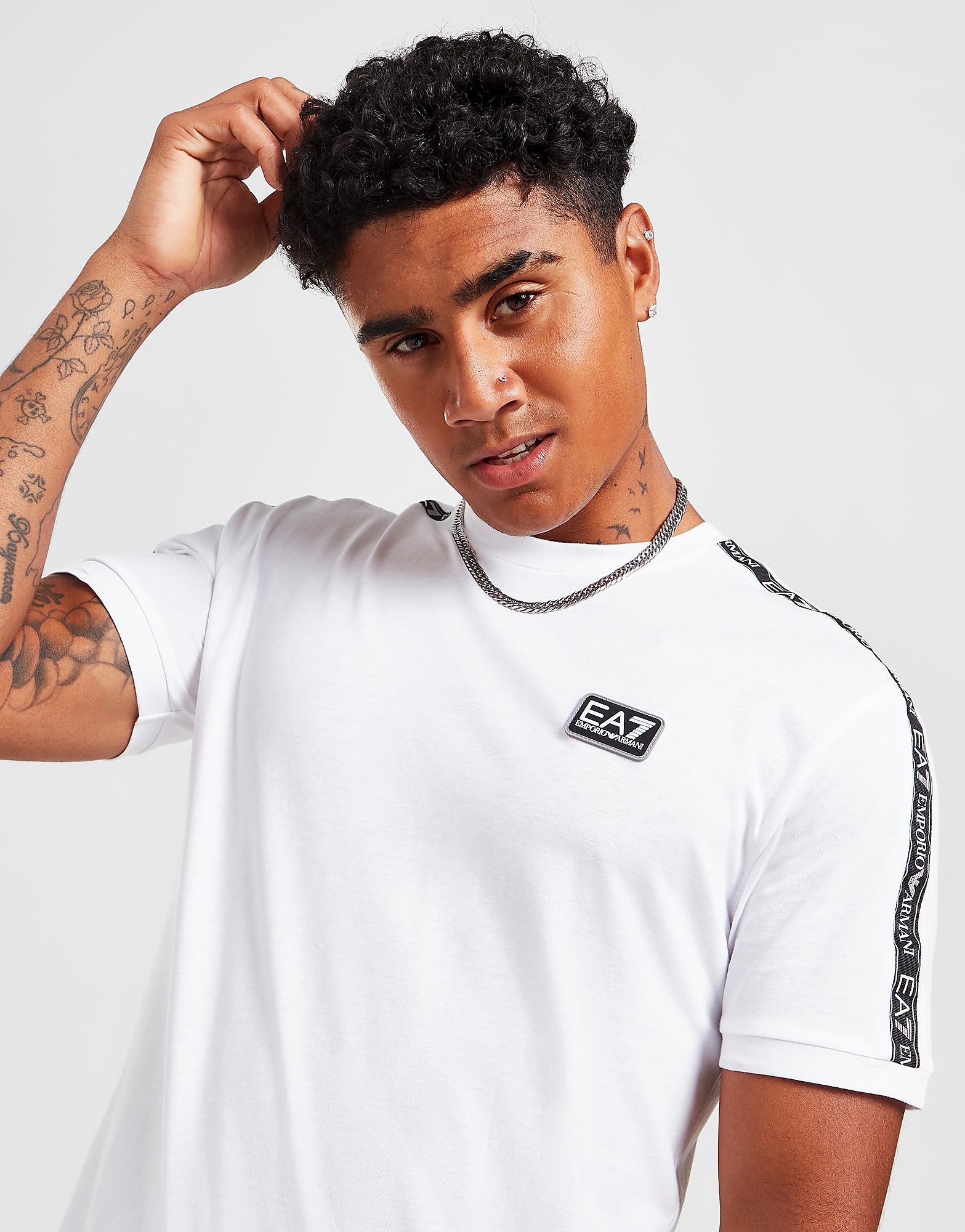 Emporio Armani EA7 Logo Tape T-Shirt - Only at JD - White - Mens, White
