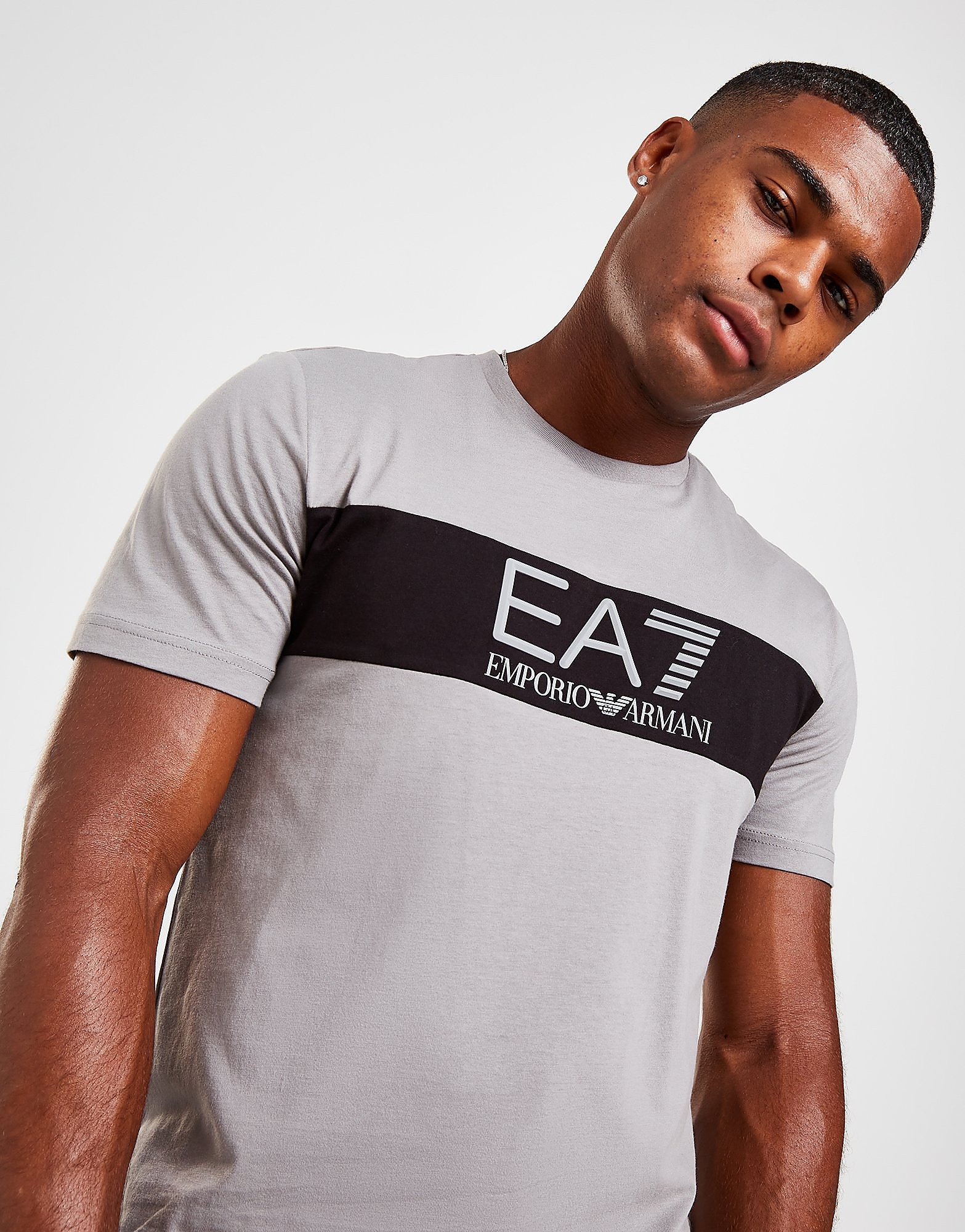 Emporio Armani EA7 T-Shirt Colour Block - Only at JD - Cinzento - Mens, Cinzento