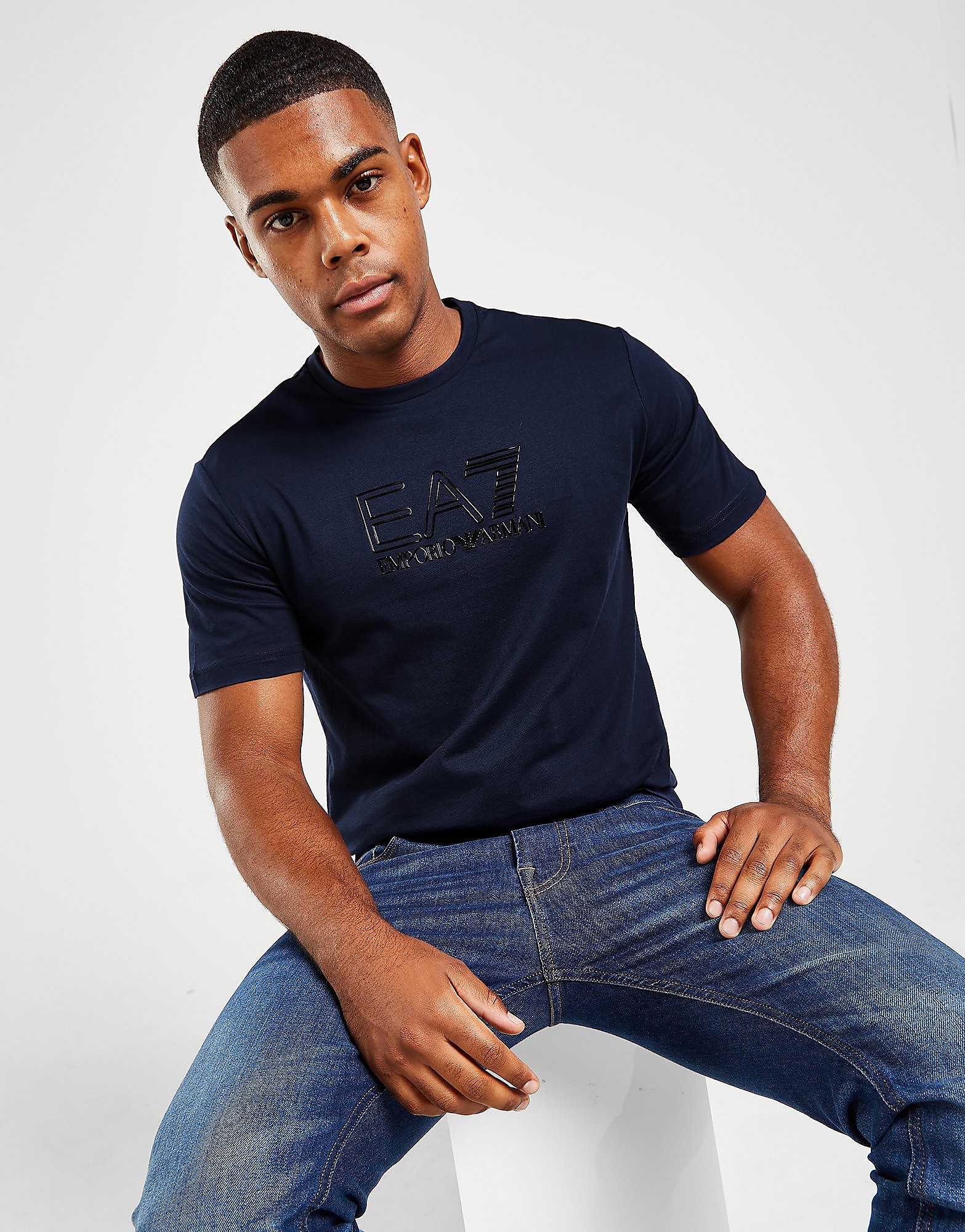 Emporio Armani EA7 Visibility Logo T-Shirt - Only at JD - Blue - Mens, Blue