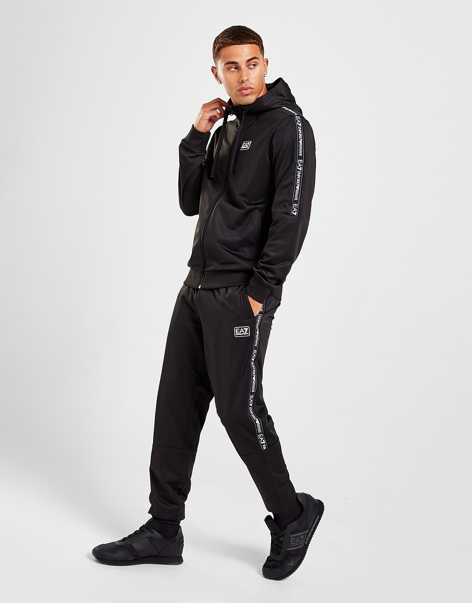 Emporio Armani EA7 Tape Poly Tracksuit - Only at JD - Black - Mens, Black