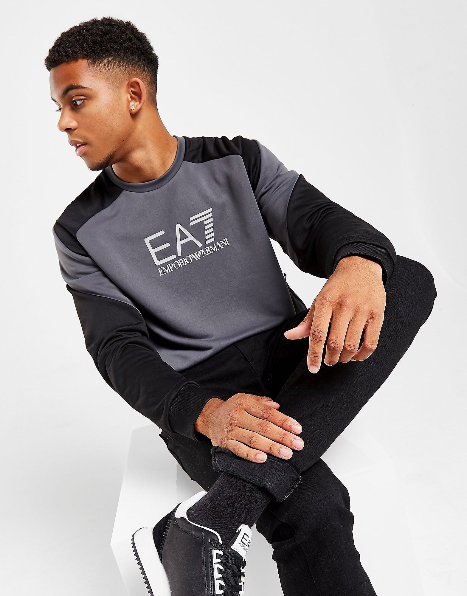 

Emporio Armani EA7 Poly Colour Block Sweatshirt - Grey - Mens, Grey