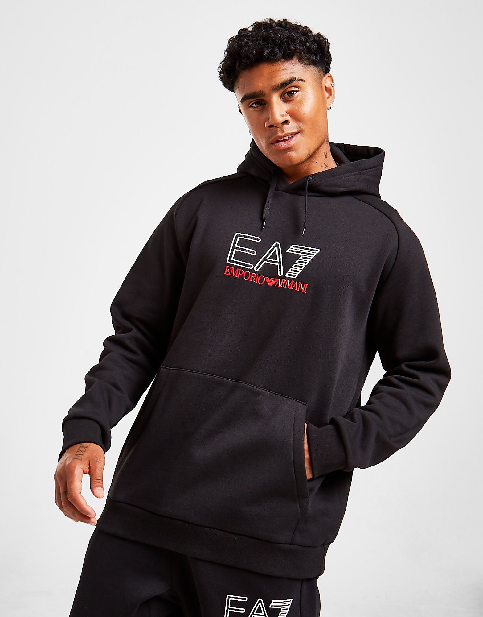 Emporio Armani EA7 Visible Silicone Hoodie - Only at JD - Preto - Mens, Preto