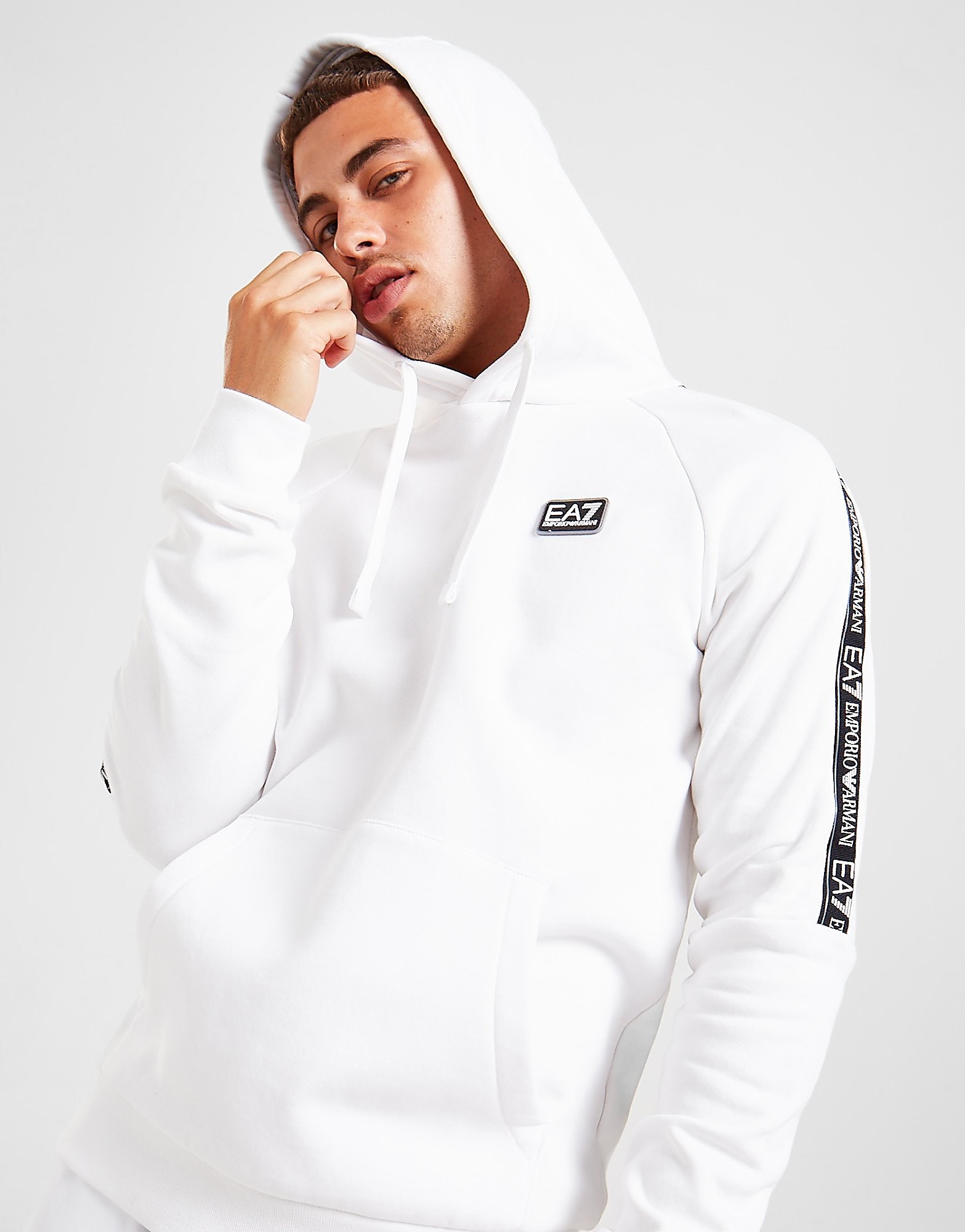 Emporio Armani EA7 Tape Overhead Hoodie - Only at JD - Branco - Mens, Branco