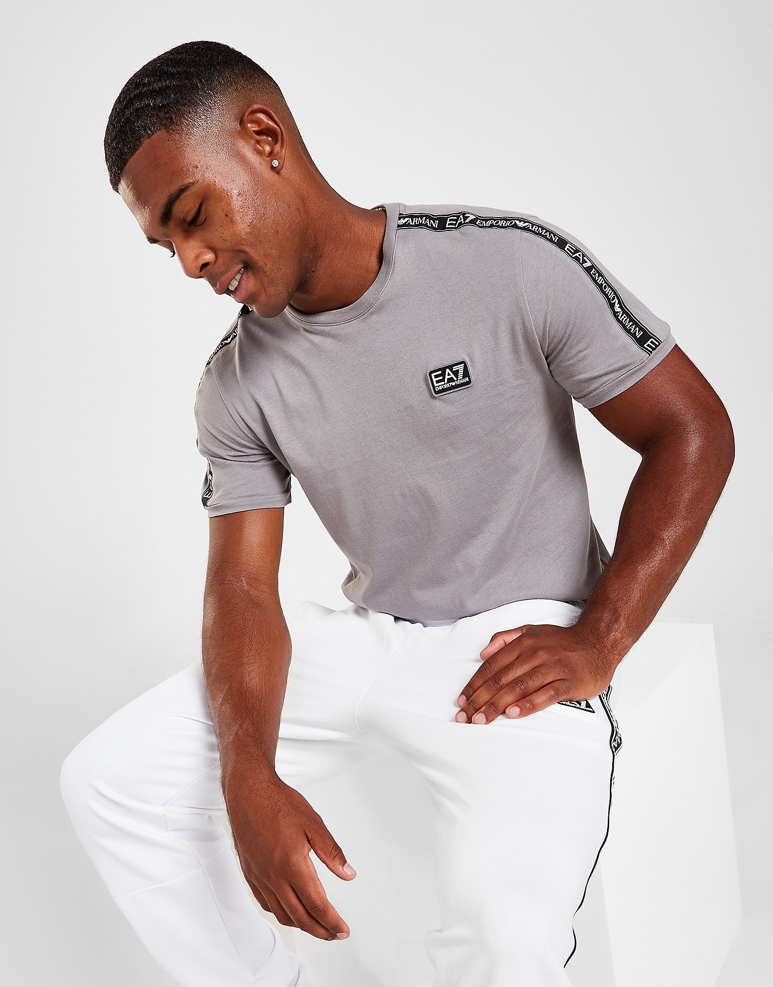 

Emporio Armani EA7 Logo Tape T-Shirt - Only at JD - Grey - Mens, Grey