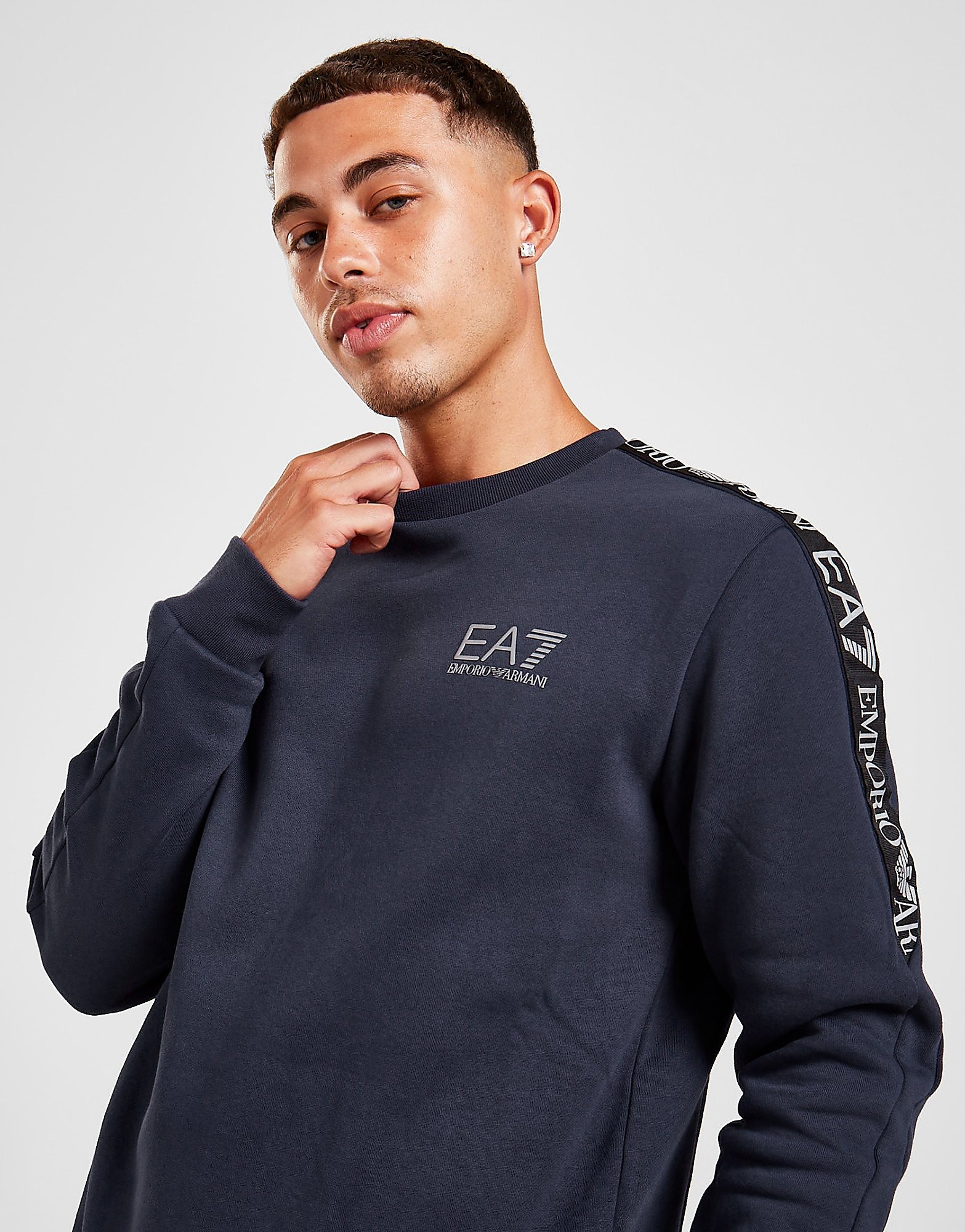 Emporio Armani EA7 Tape Reflect Crew Tracksuit - Only at JD - Azul - Mens, Azul