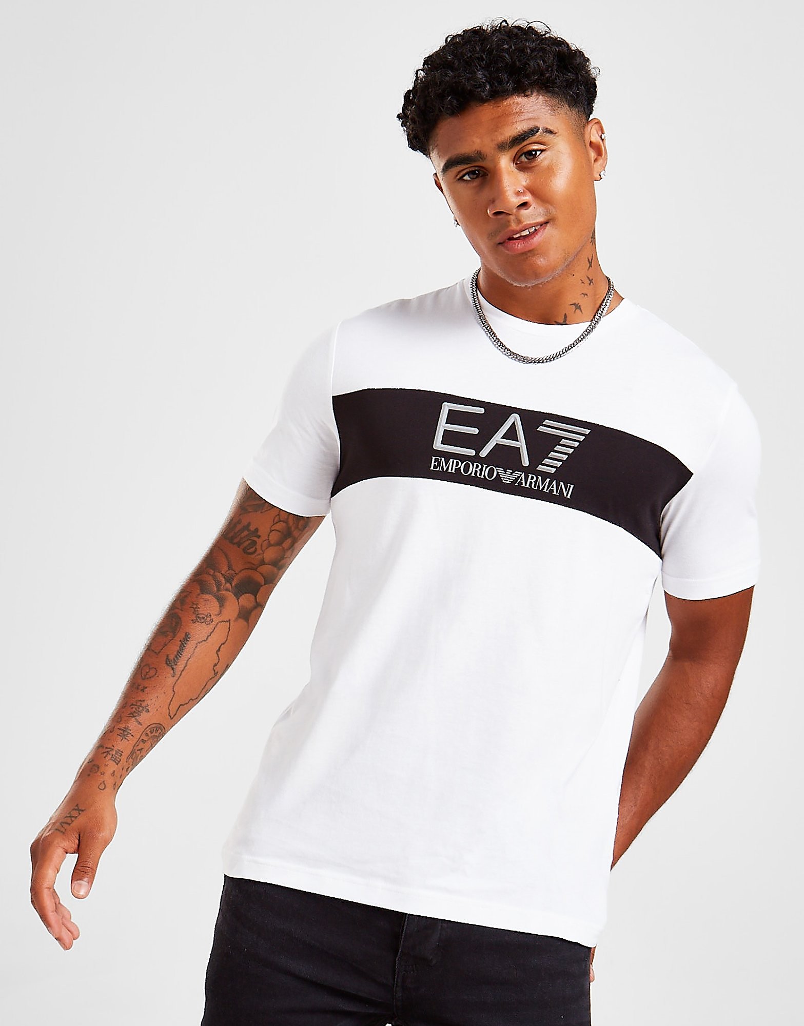 Emporio Armani EA7 T-Shirt Colour Block - Only at JD - Branco - Mens, Branco