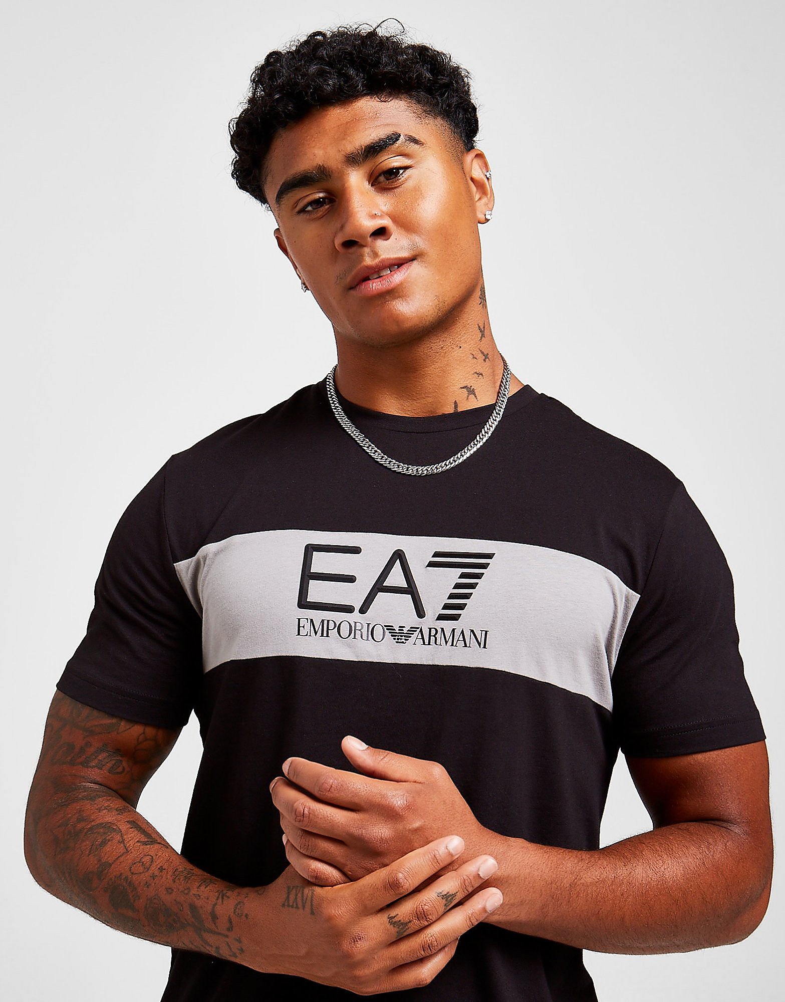 Emporio Armani EA7 T-Shirt Colour Block - Only at JD - Preto - Mens, Preto