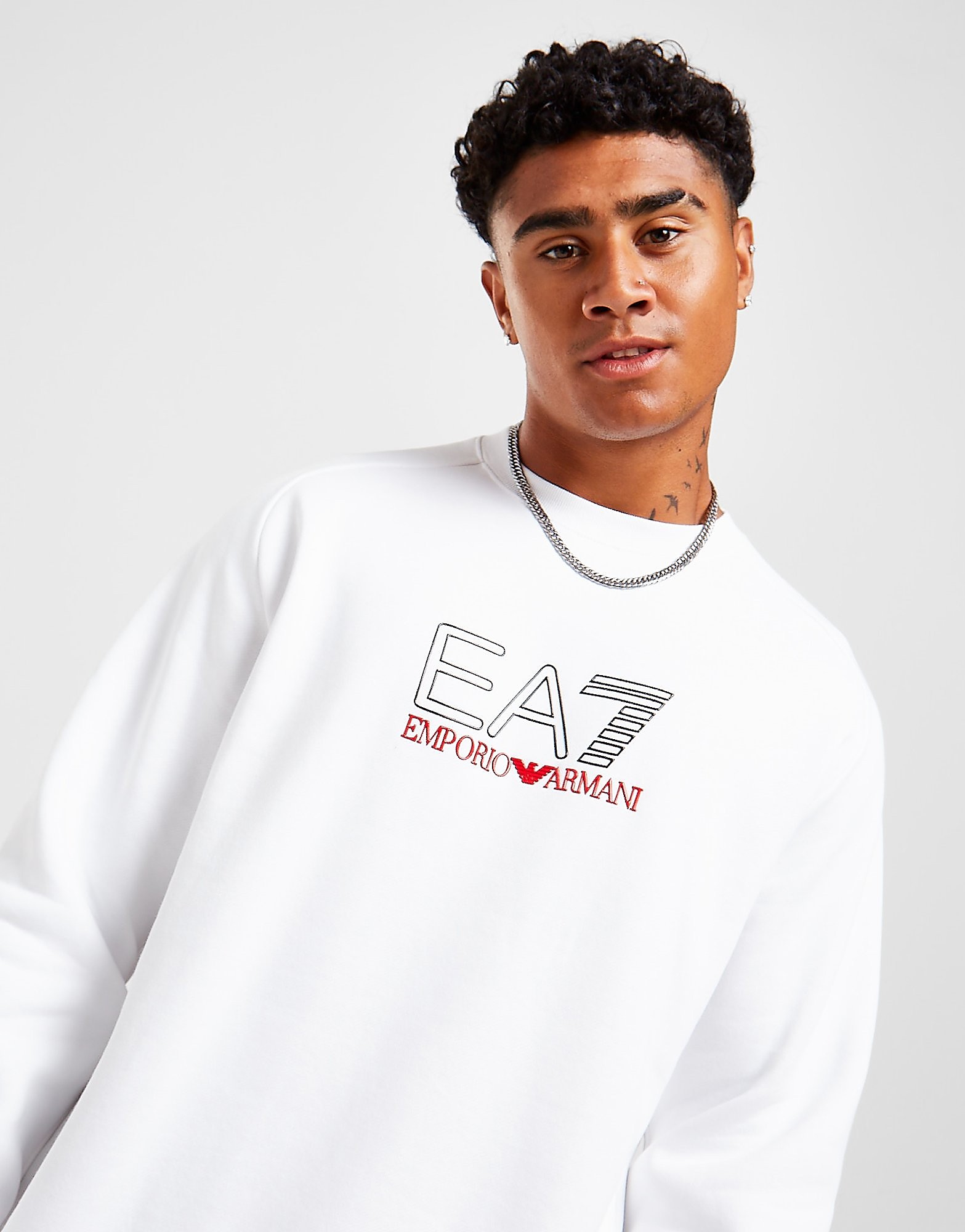 Emporio Armani EA7 Visibility Logo Crew Sweatshirt - Only at JD - Branco - Mens, Branco