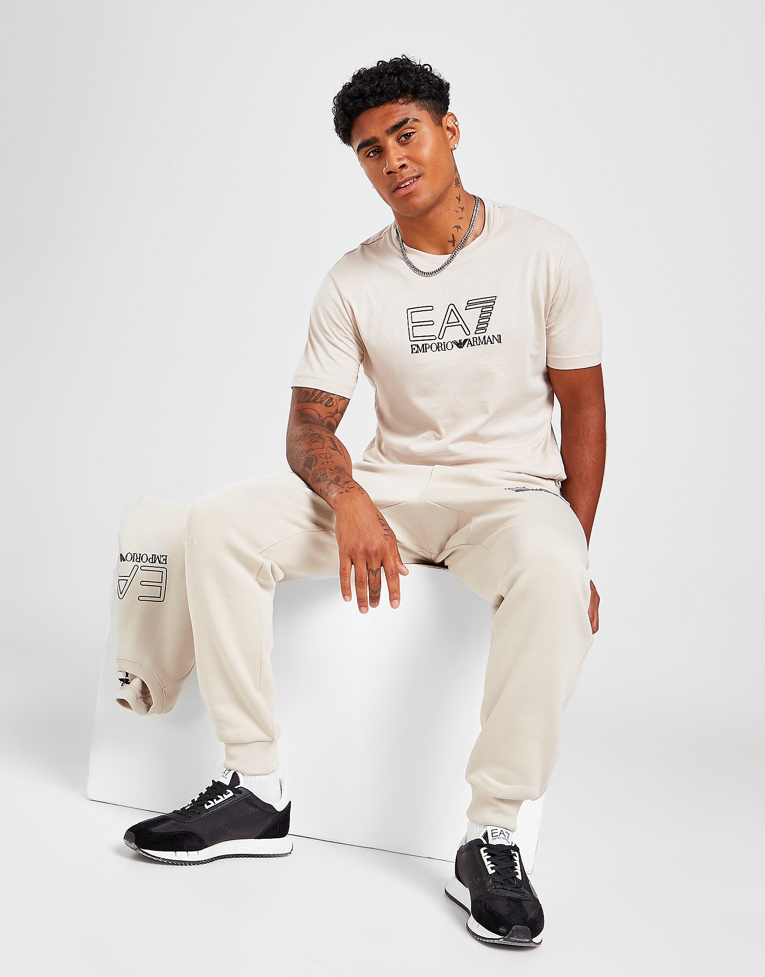 Emporio Armani EA7 Visibility Logo T-Shirt - Only at JD - Brown - Mens, Brown